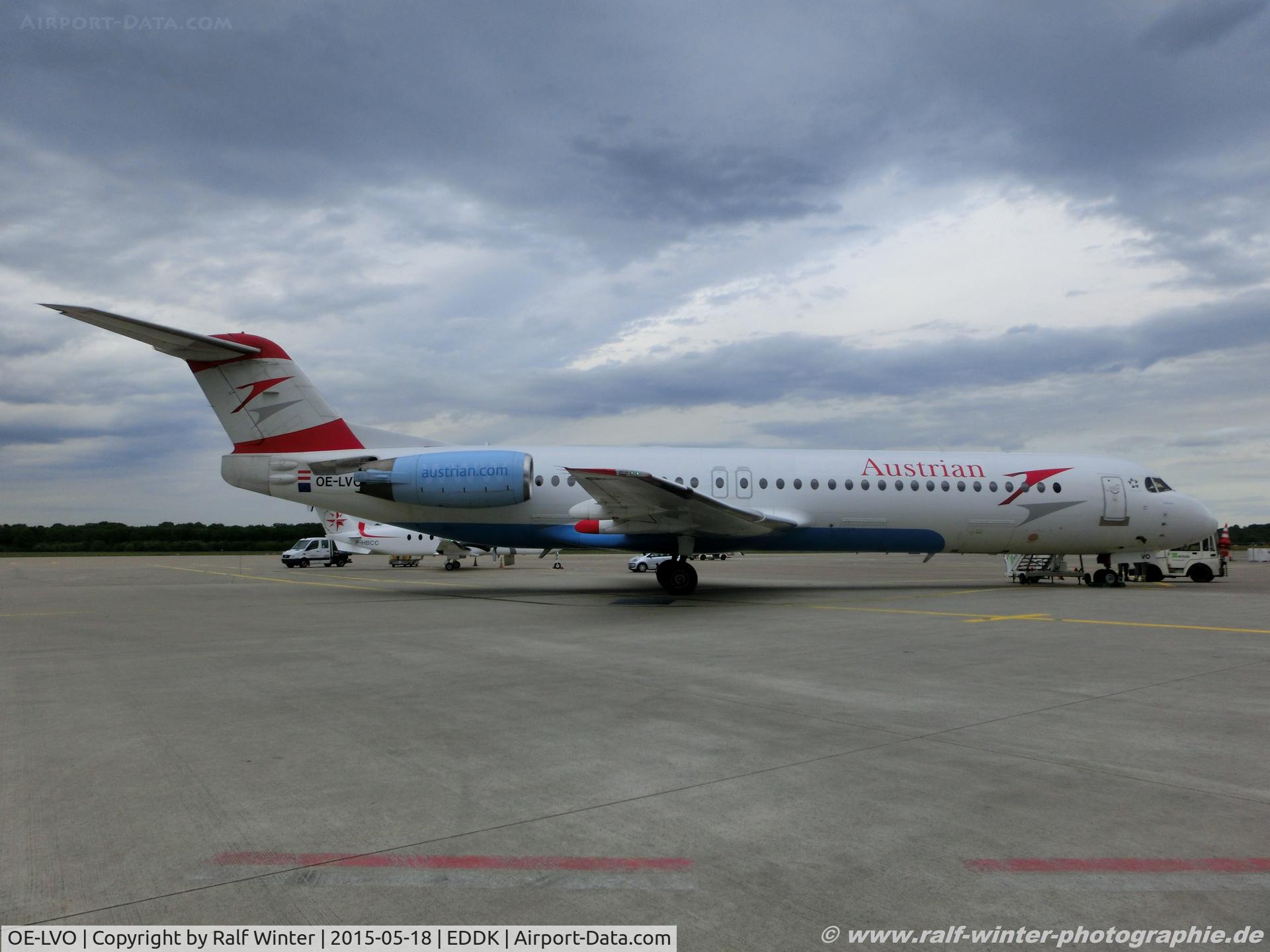 OE-LVO, 1993 Fokker 100 (F-28-0100) C/N 11460, Fokker 100 F28-0100 - VO TYR Austrian Arrows 'Chisinau'- 11460 - OE-LVO - 18.05.2015 - CGN