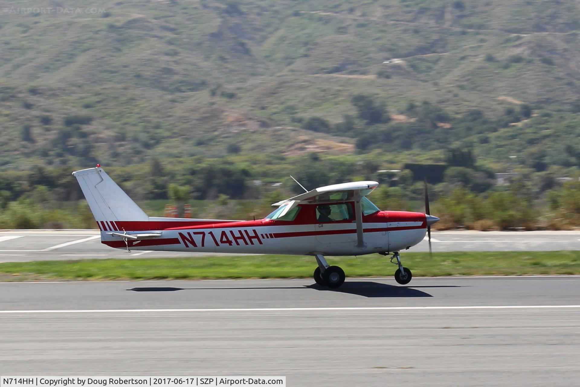 N714HH, 1977 Cessna 150M C/N 15079185, 1977 Cessna 150M, Continental O-200 100 Hp, landing roll Rwy 22