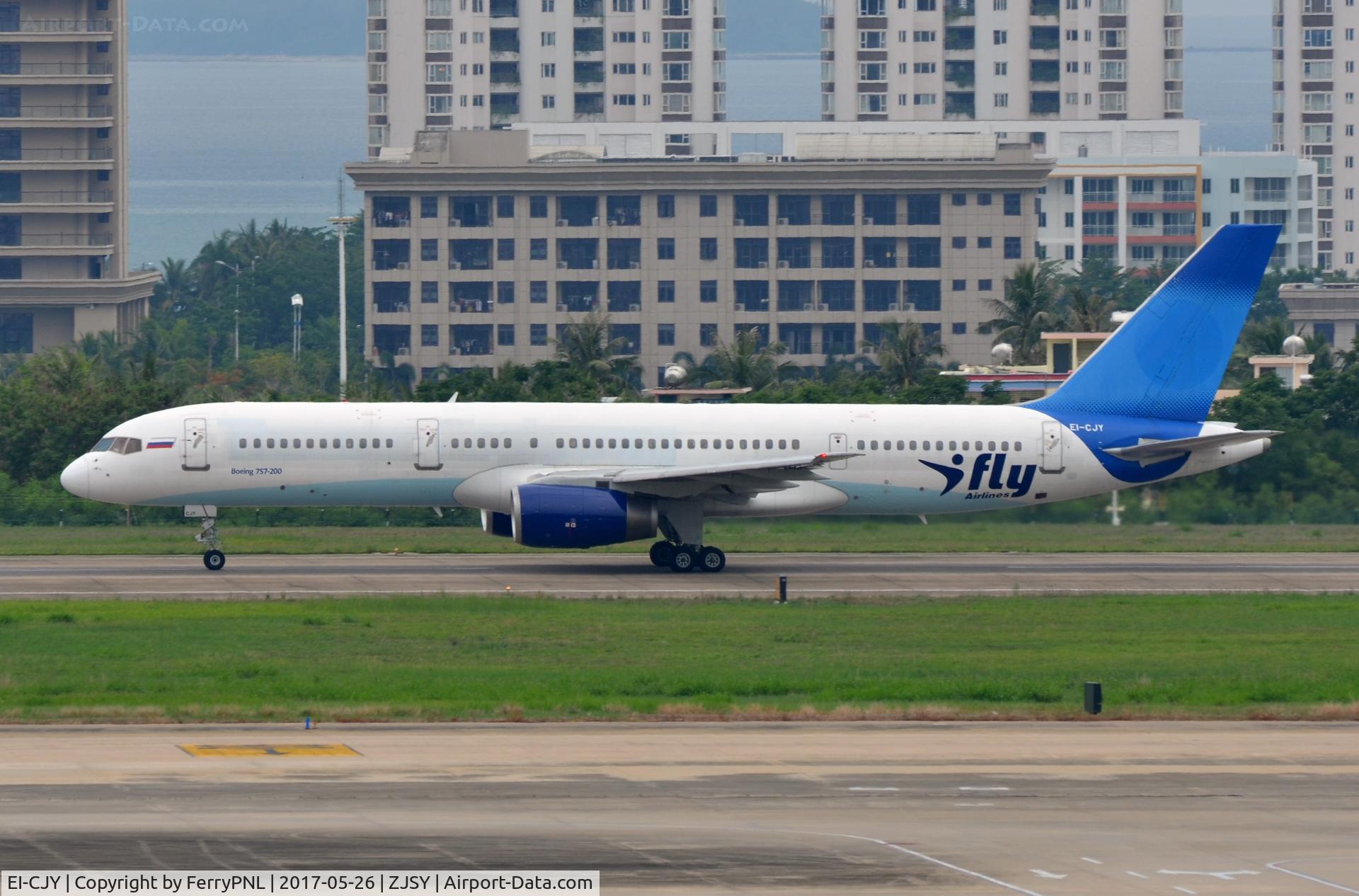 EI-CJY, 1993 Boeing 757-2Y0 C/N 26161, I-Fly departing SYX in the livery of former operator Thomas Cook.