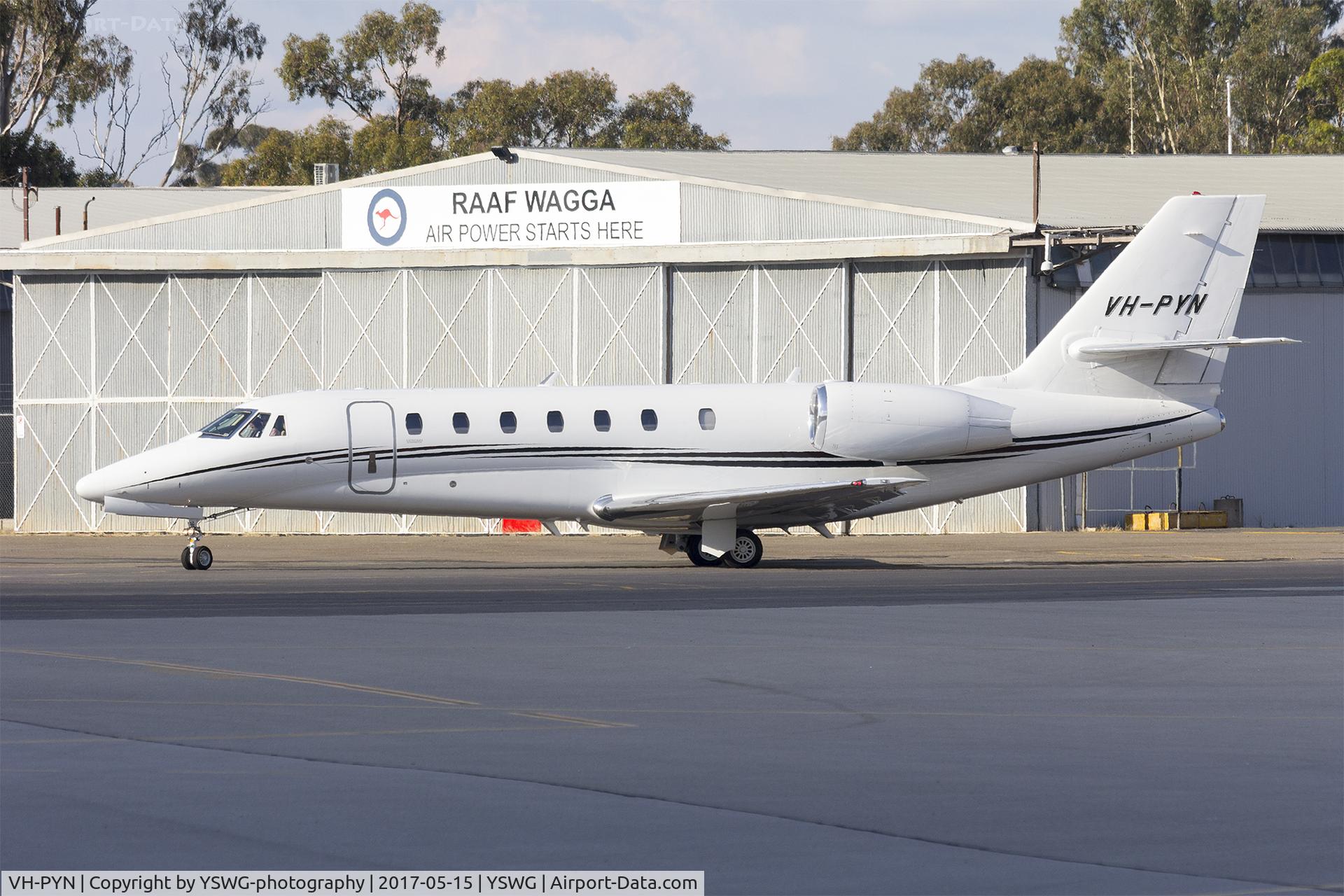 VH-PYN, 2009 Cessna 680 Citation Sovereign C/N 680-0262, Gulf Aircraft (VH-PYN) Cessna 680 Citation Sovereign taxiing at Wagga Wagga Airport