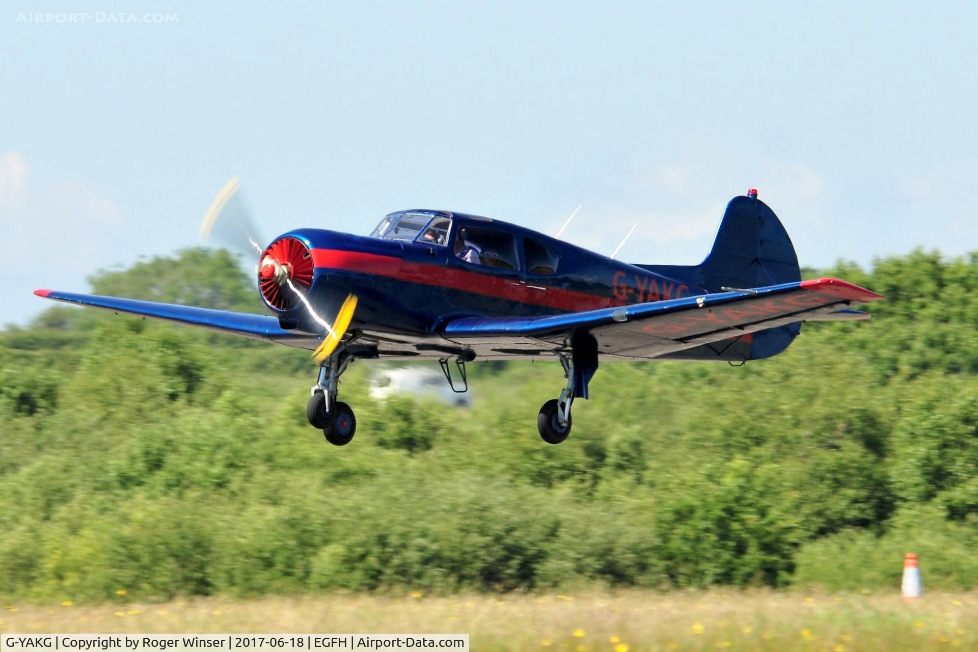 G-YAKG, 1979 Yakovlev Yak-18T C/N 22202034023, Visiting Yak-18T departing Runway 22.