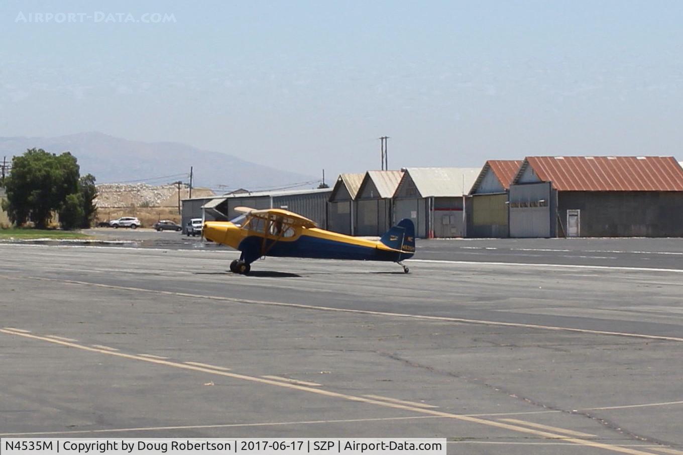 N4535M, 1947 Piper PA-11 Cub Special C/N 11-39, 1947 Piper PA-11 CUB SPECIAL, Continental A&C65 65 Hp, taxi off the active