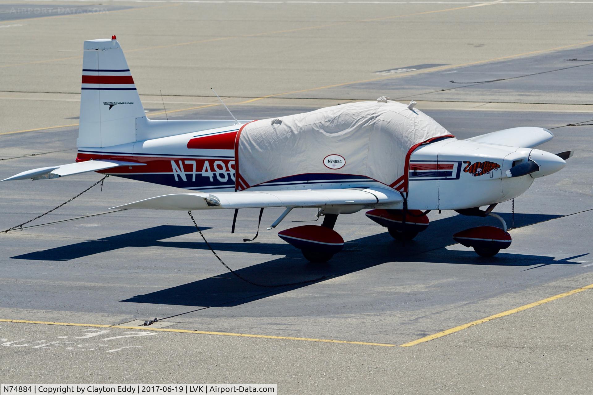 N74884, 1976 Grumman American AA-5B Tiger C/N AA5B-0278, Livermore Airport California 2017.