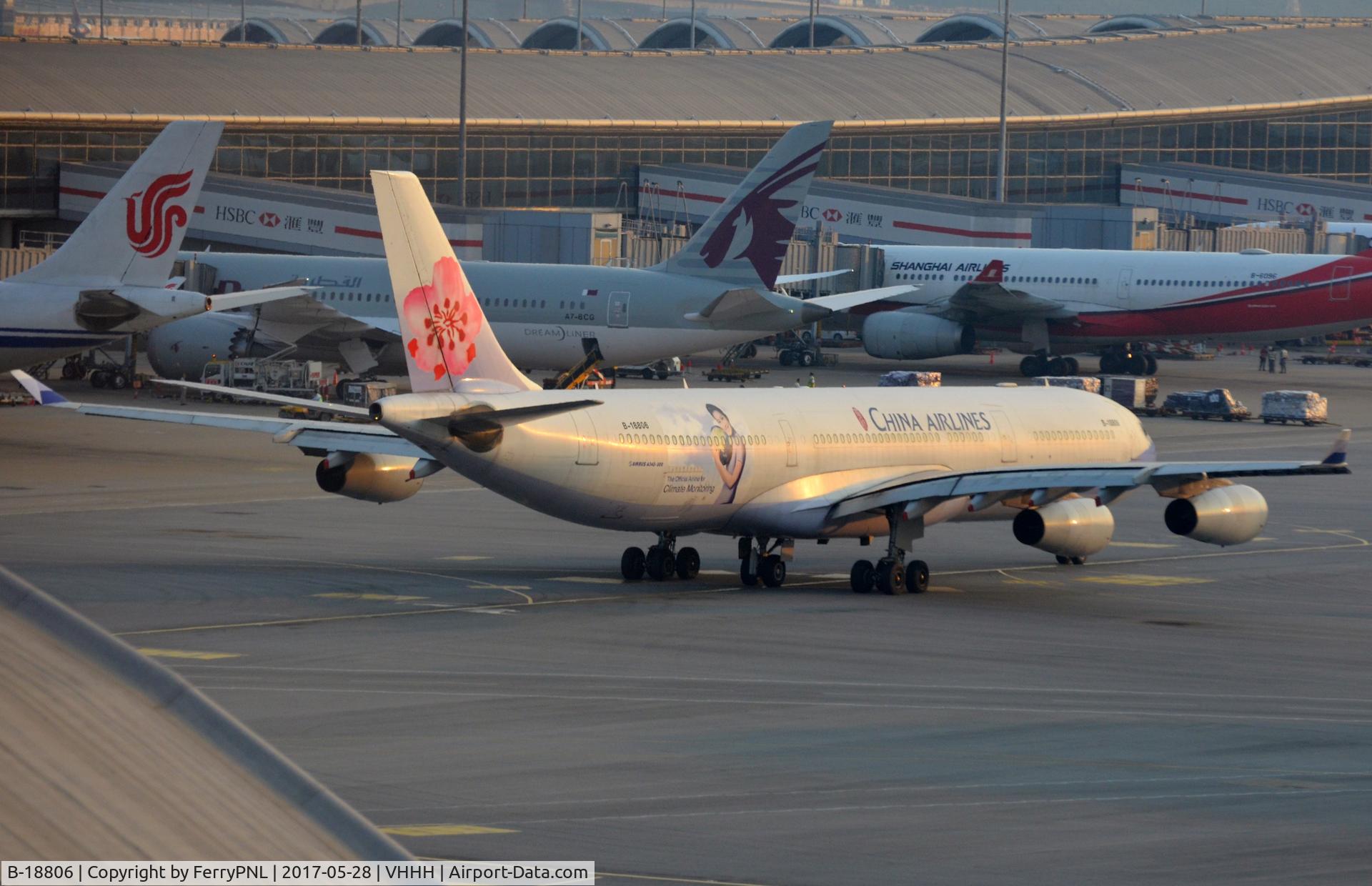 B-18806, 2001 Airbus A340-313 C/N 433, China Airlines A343 about to return to Taiwan.
