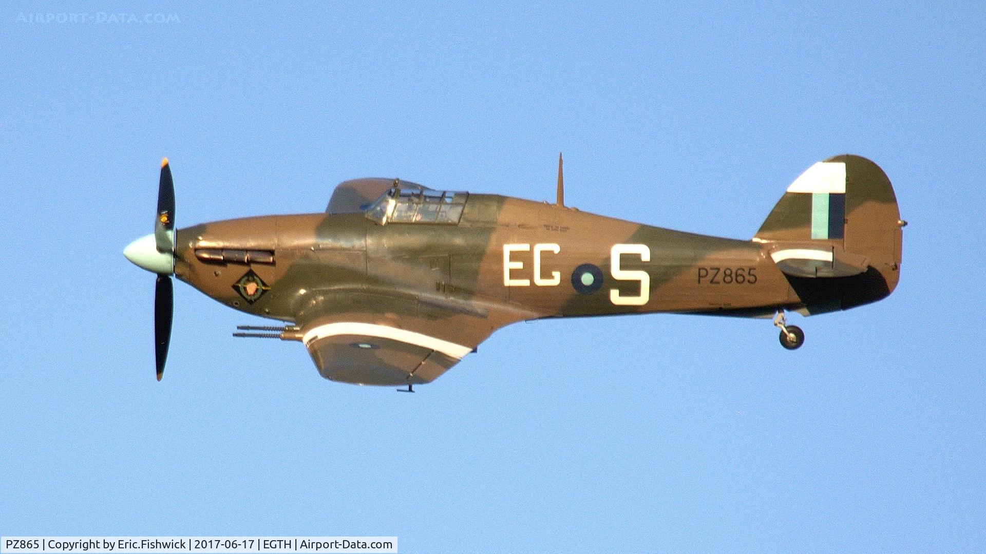 PZ865, 1944 Hawker Hurricane IIC C/N PZ865, x. PZ865 at the epic Evening Airshow, The Shuttleworth Collection, June, 2017.