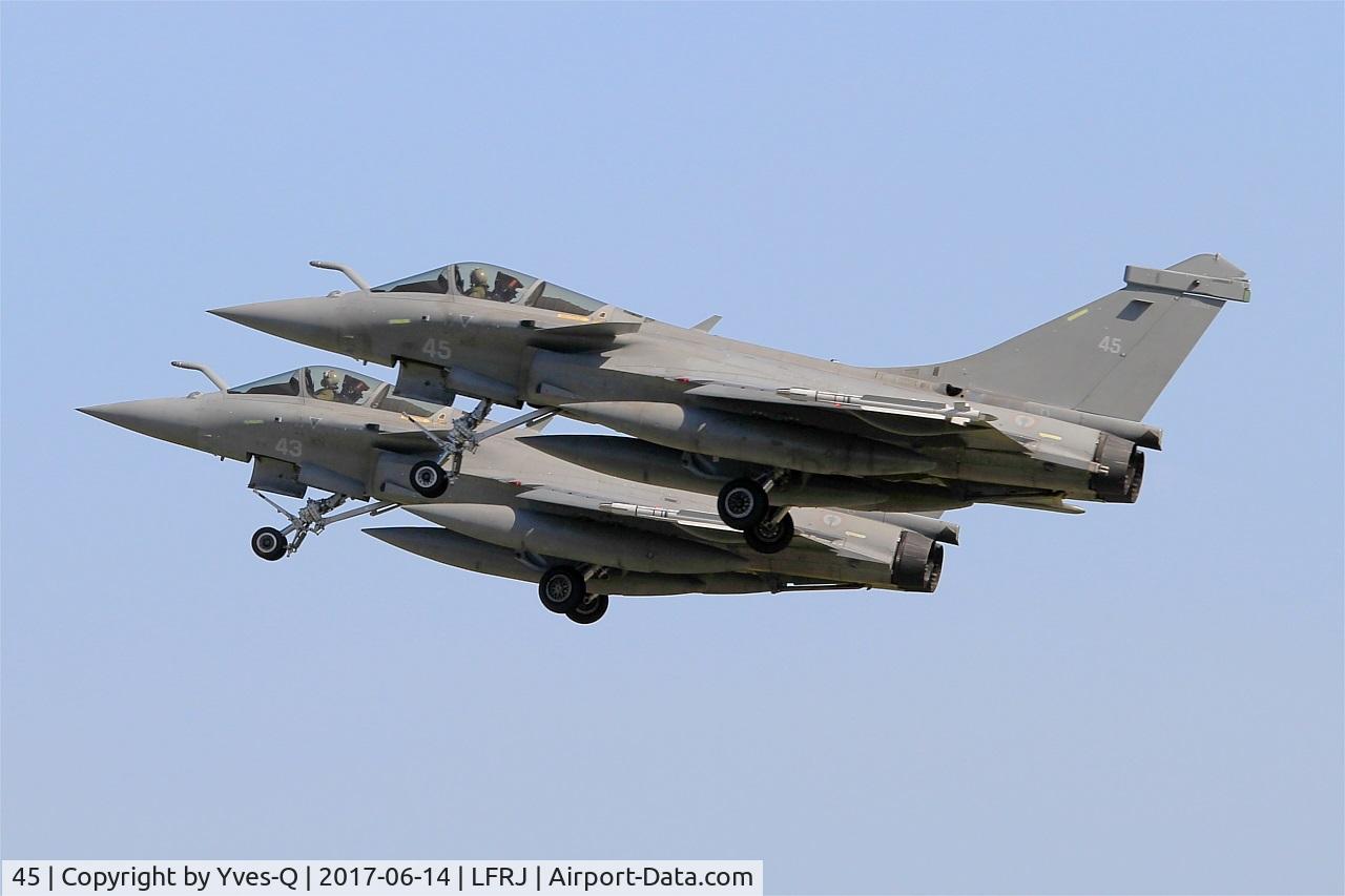 45, 2015 Dassault Rafale M C/N 45, Dassault Rafale M, Take off rwy 26, Landivisiau Naval Air Base (LFRJ) Tiger Meet 2017