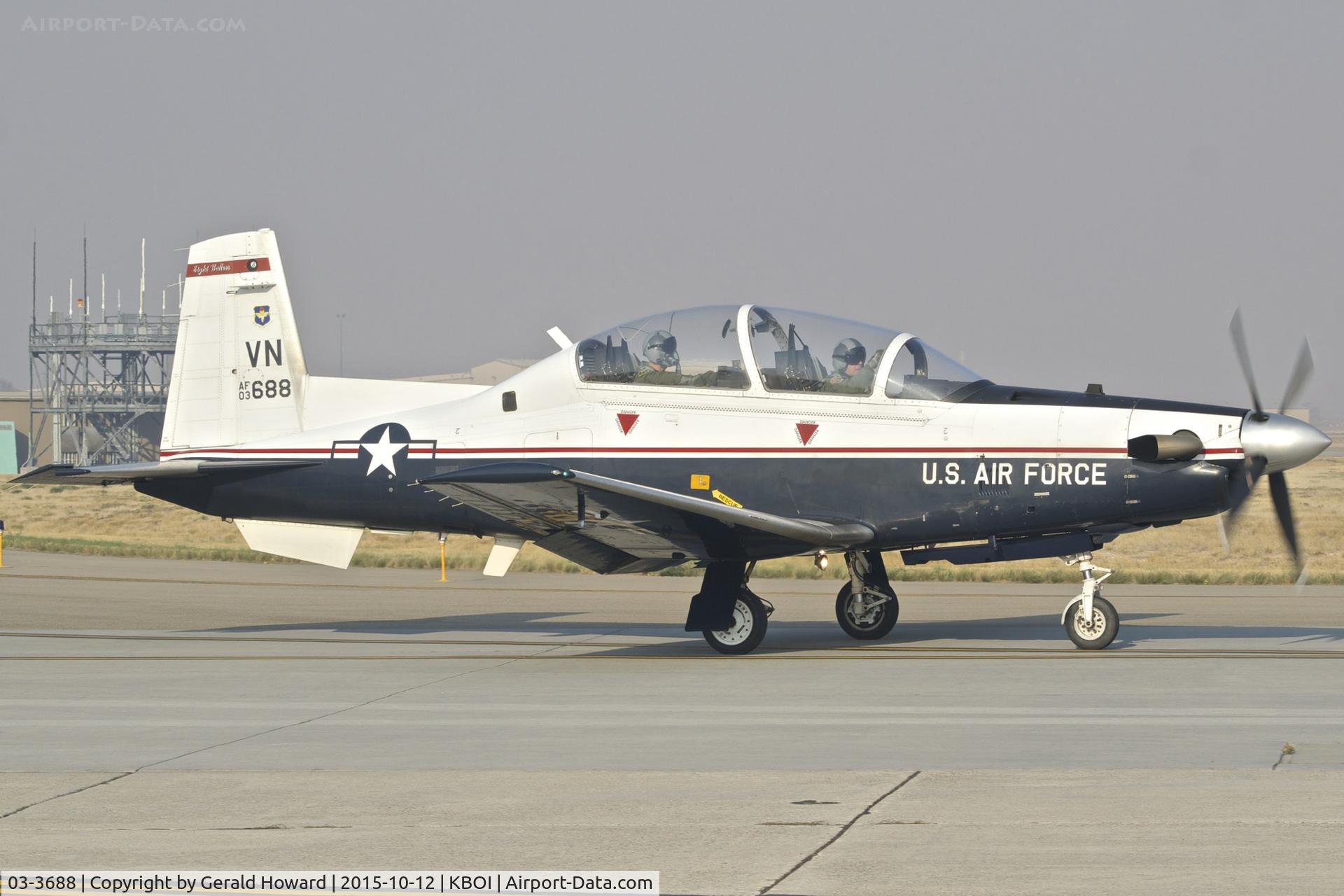 03-3688, Raytheon T-6A Texan II C/N PT-234, Taxiing to RWY 10R.  71st Flying Training Wing,      
8th Flying Training Squadron  “8 Ballers”, Vance AFB, OK.