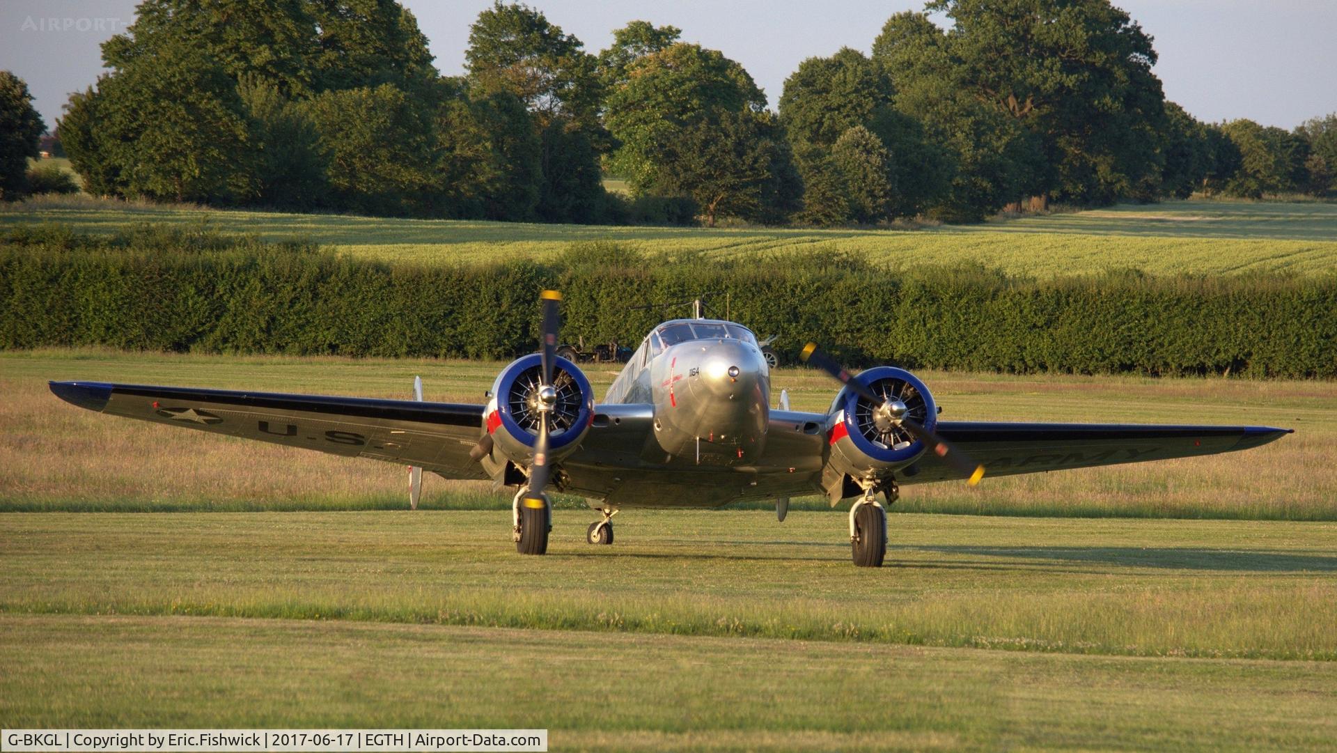 G-BKGL, 1952 Beech Expeditor 3TM C/N CA-164 (A-764), 3. The Expeditor preparing to depart the epic Evening Airshow, The Shuttleworth Collection, June, 2017.