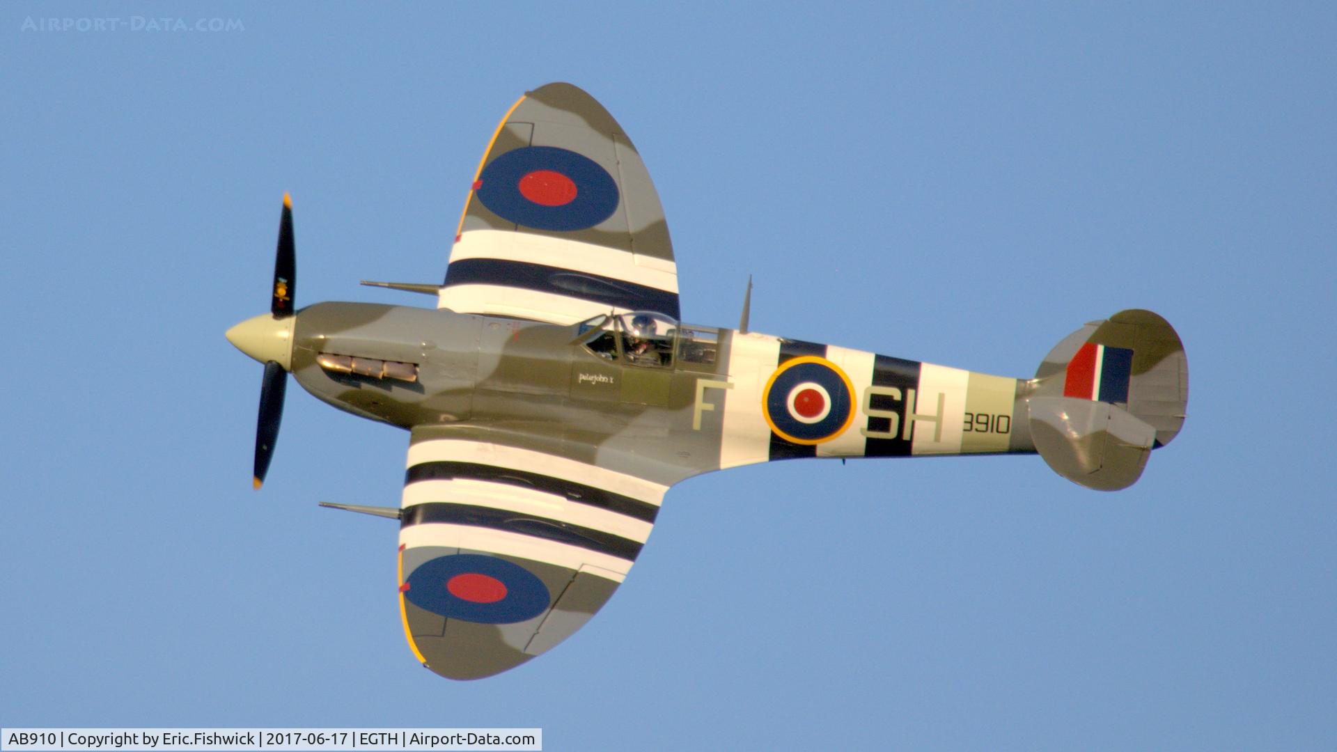 AB910, Supermarine 349 Spitfire LF.Vb C/N CBAF.1061, 43. AB910 in display mode at the epic Evening Airshow, The Shuttleworth Collection, June, 2017