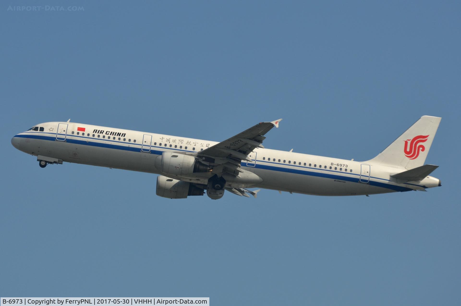 B-6973, 2013 Airbus A321-213 C/N 5573, Air China A321 departing for Beijing.