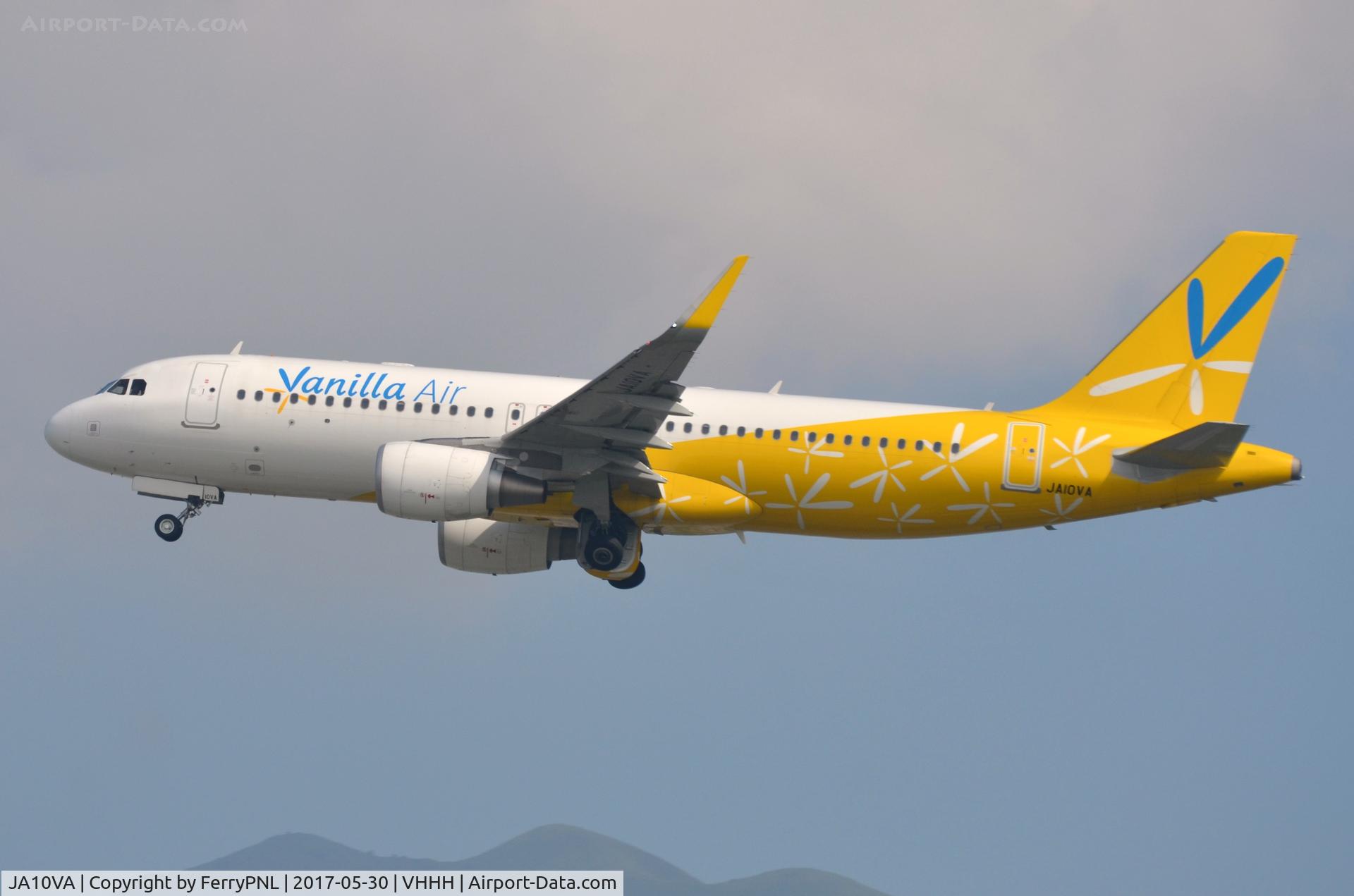 JA10VA, 2016 Airbus A320-214 C/N 7411, Vanilla Air A320 departing HKG