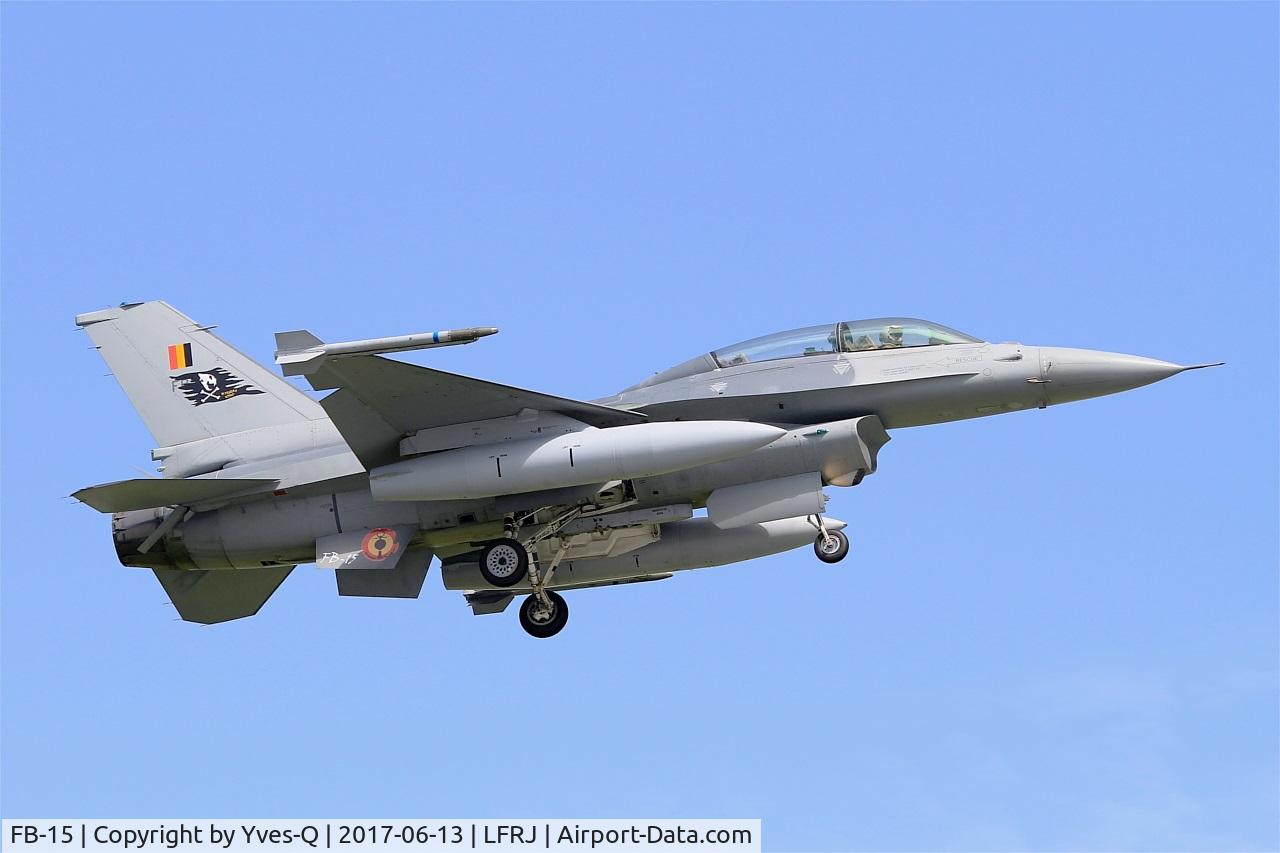 FB-15, General Dynamics F-16BM Fighting Falcon C/N 6J-15, General Dynamics F-16BM Fighting Falcon, On final rwy 08, Landivisiau Naval Air Base (LFRJ) Tiger Meet 2017