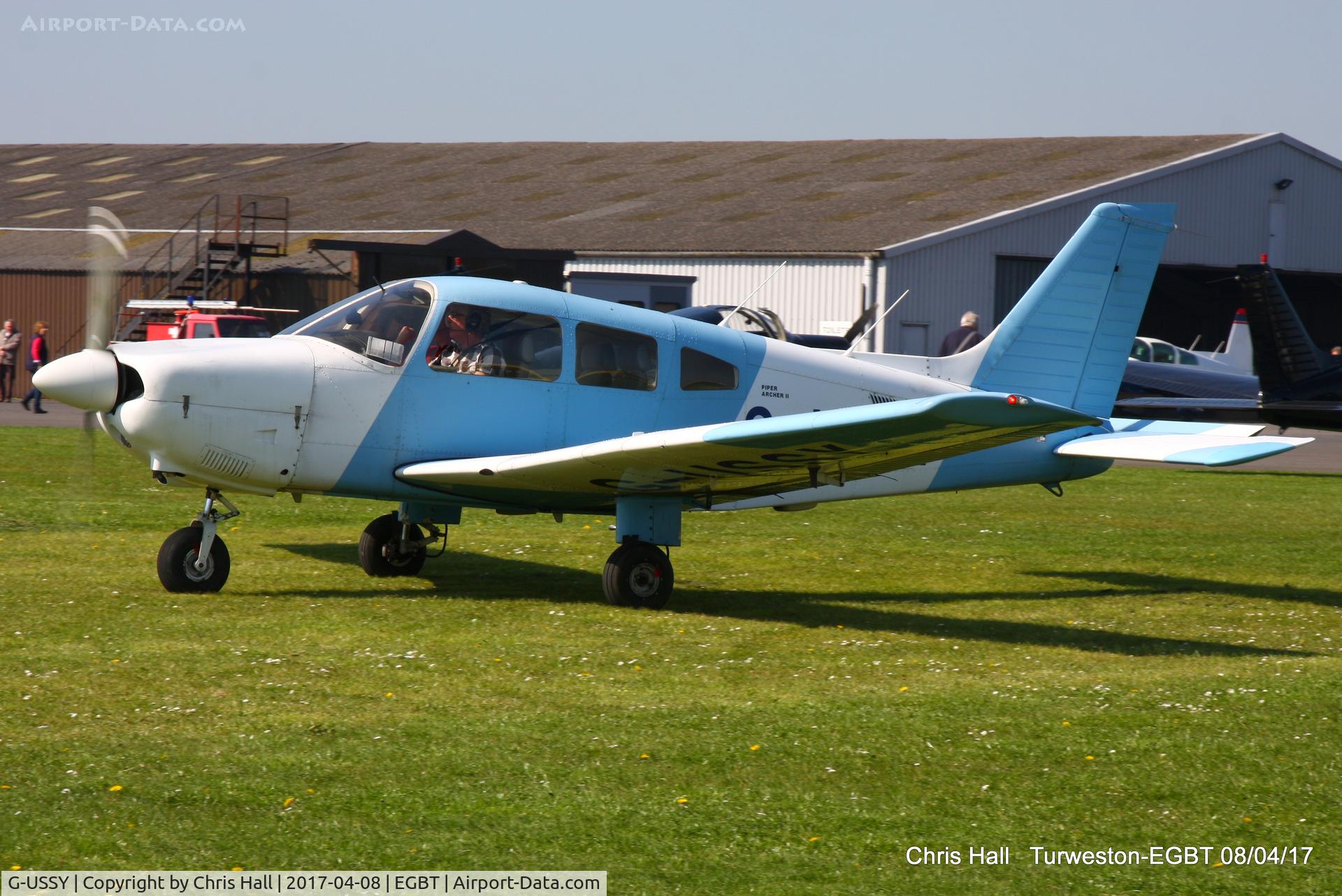 G-USSY, 1982 Piper PA-28-181 Cherokee Archer II C/N 28-8290011, at The Beagle Pup 50th anniversary celebration fly in