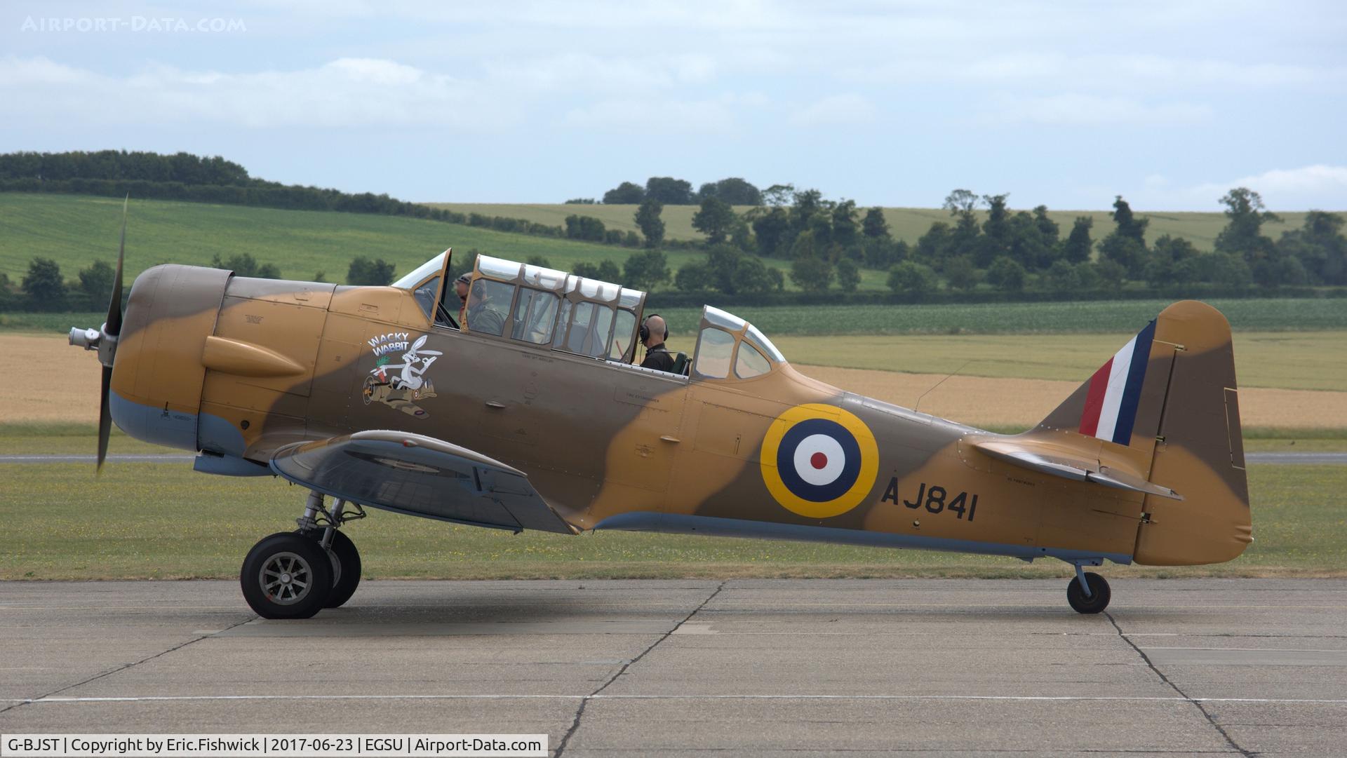 G-BJST, 1953 Canadian Car & Foundry T-6H Harvard Mk.4M C/N 14A-2429, 1. AJ841 about to depart on another mission, June 2017.