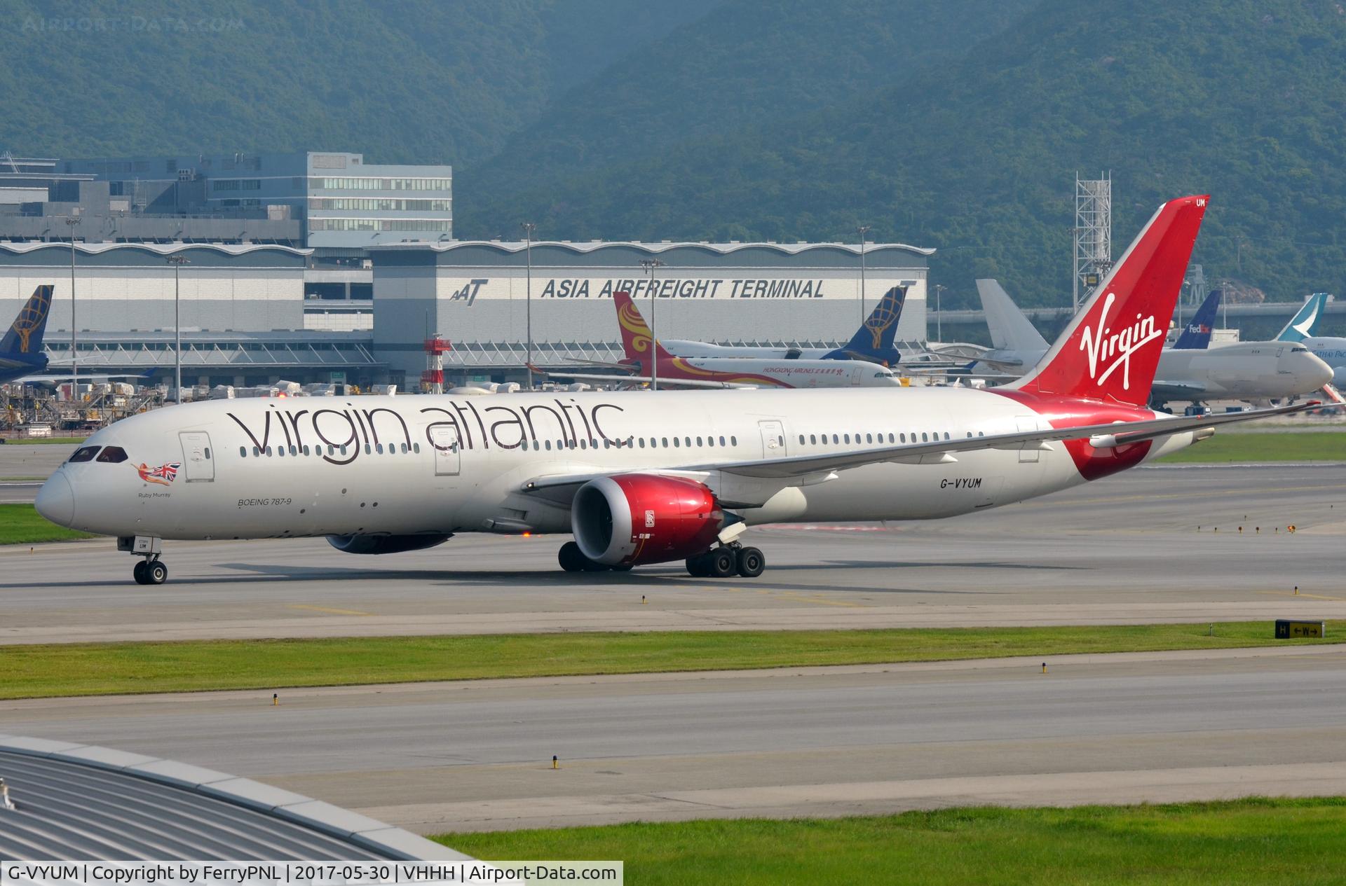 G-VYUM, 2015 Boeing 787-9 Dreamliner Dreamliner C/N 37970, Virgin Atlantic arriving in the Pacific region.