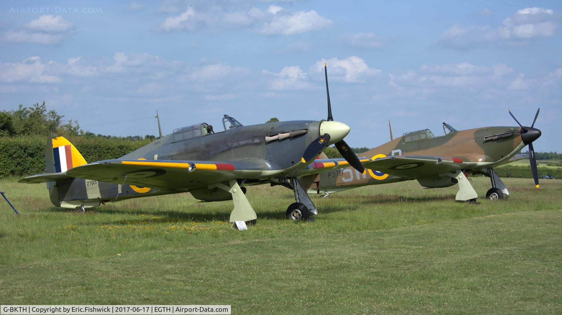 G-BKTH, 1939 Hawker (CCF) Sea Hurricane Mk1B C/N CCF/41H/4013, 5. Z7015 with P3717 at the epic Evening Airshow, The Shuttleworth Collection, June, 2017