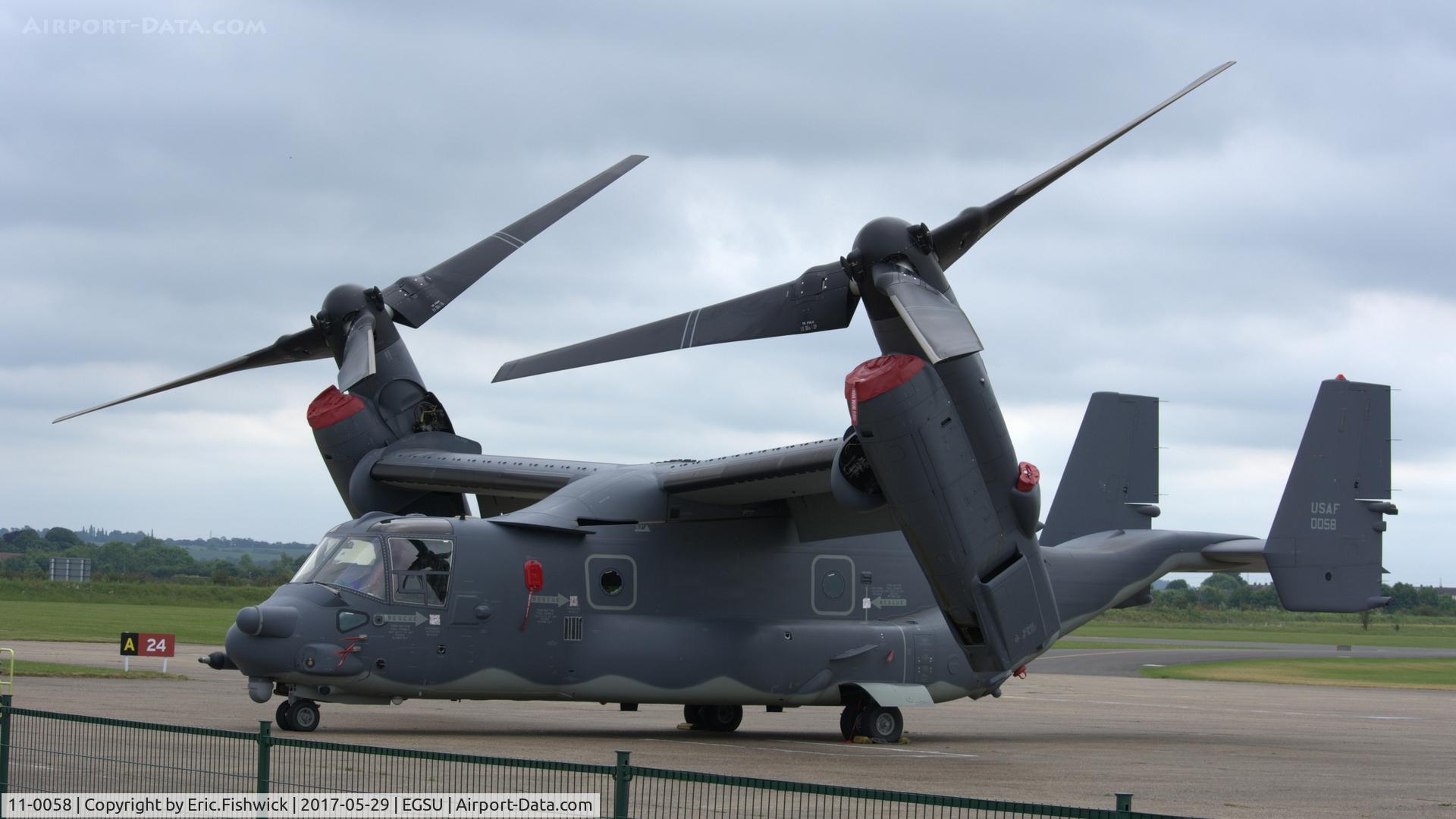 11-0058, 2011 Bell-Boeing CV-22B Osprey C/N D1037, 3. 11-0058 visiting The Imperial War Museum, Duxford, May 2017.