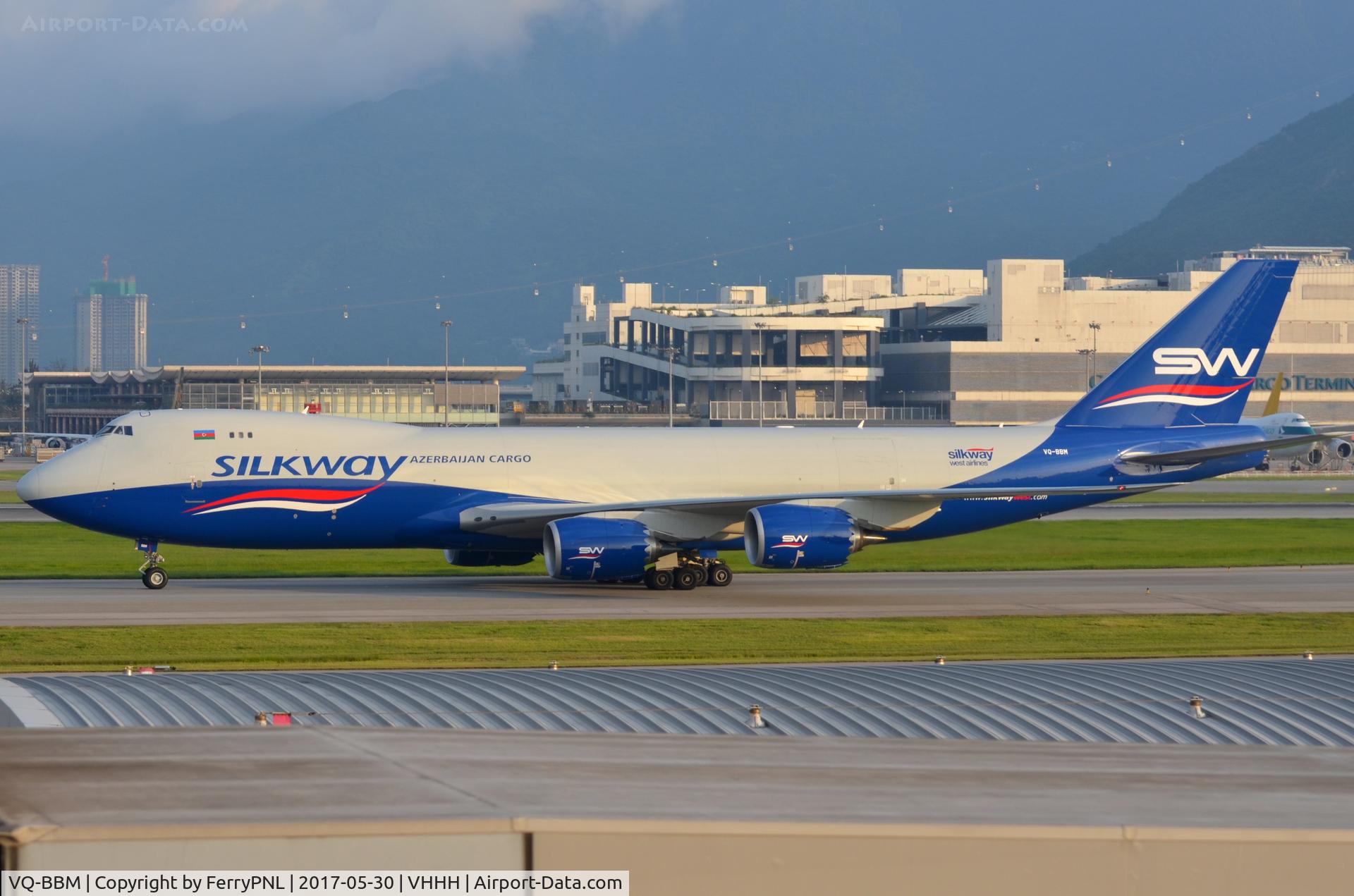 VQ-BBM, 2016 Boeing 747-83QF C/N 62709, Silk Way West Airlines B748F finding it's way to the cargo ramp.