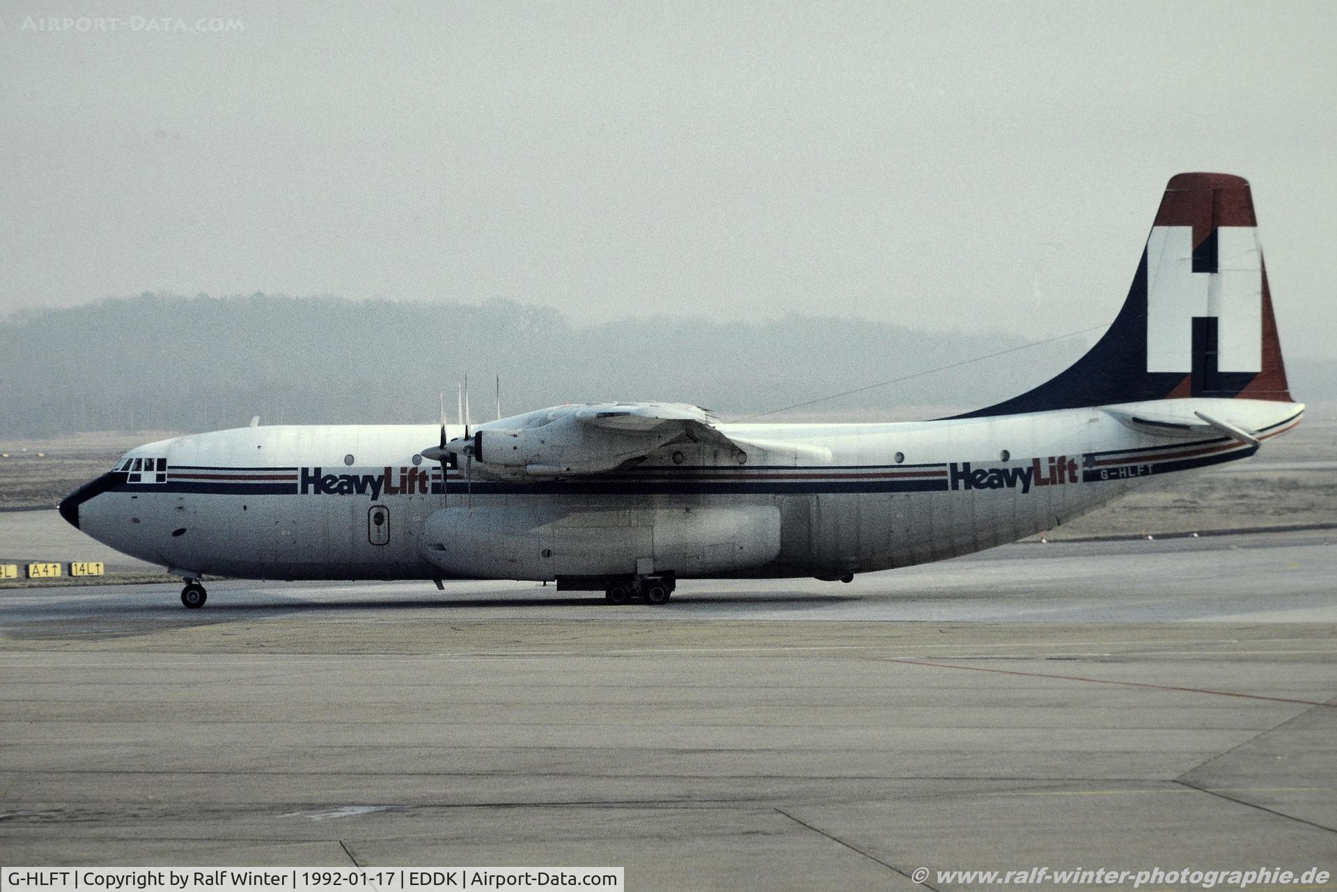 G-HLFT, 1964 Short SC-5 Belfast C1 C/N SH.1819, Shorts Belfast C1 1819 - Heavylift Cargo Airlines 'St. George'- SH1819 - G-HLFT - 17.01.1992 - CGN