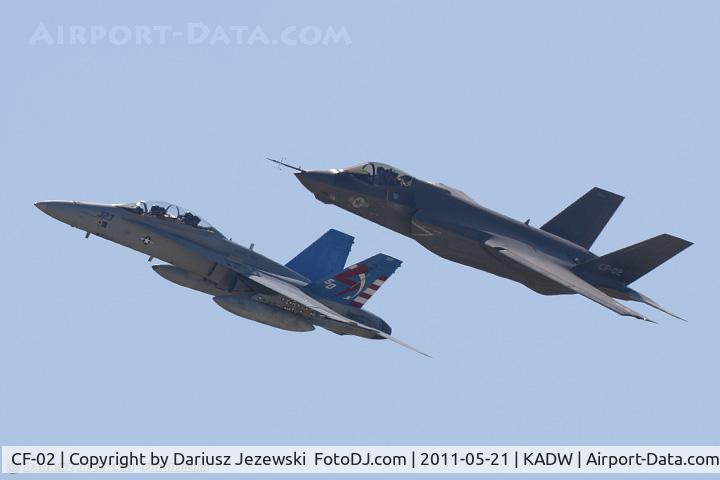 CF-02, Lockheed Martin F-35C Lightning II C/N CF-02, F-35C Lightning II CF-02 and FA-18B Hornet 161947 SD-323 from VX-23 NAS Patuxent River