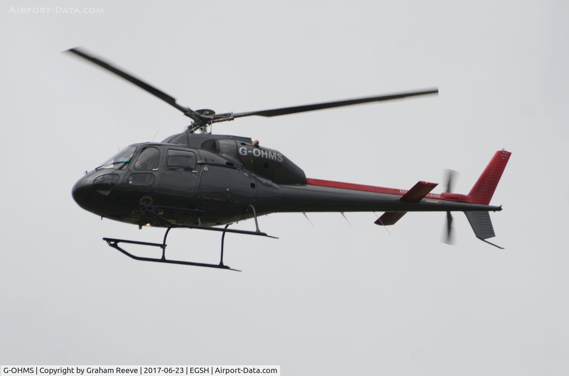 G-OHMS, 1982 Aérospatiale AS-355F-1 Twin Ecureuil C/N 5194, On approach to Norwich.