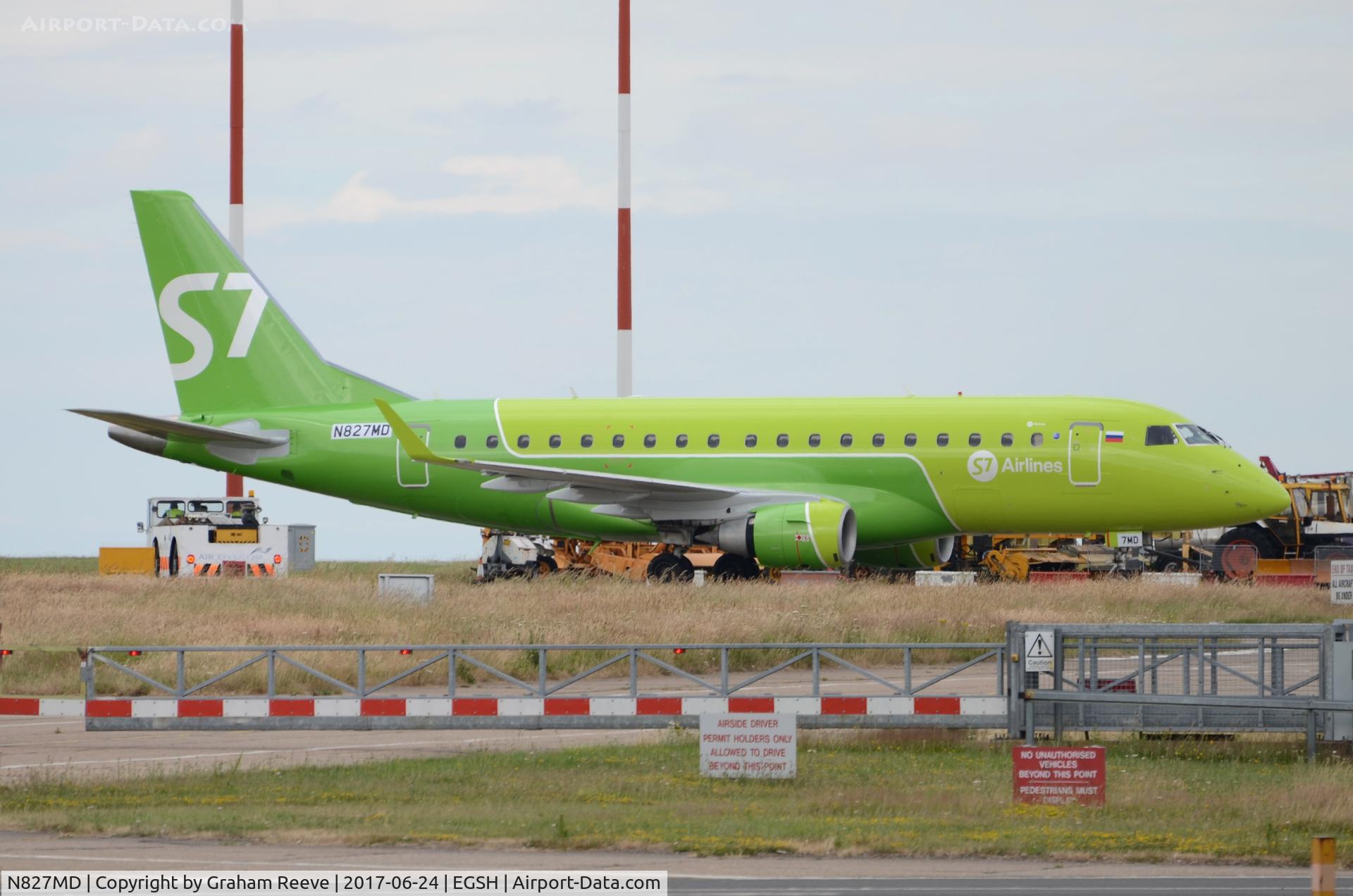 N827MD, 2005 Embraer 170SU (ERJ-170-100SU) C/N 17000047, Parked at Norwich.