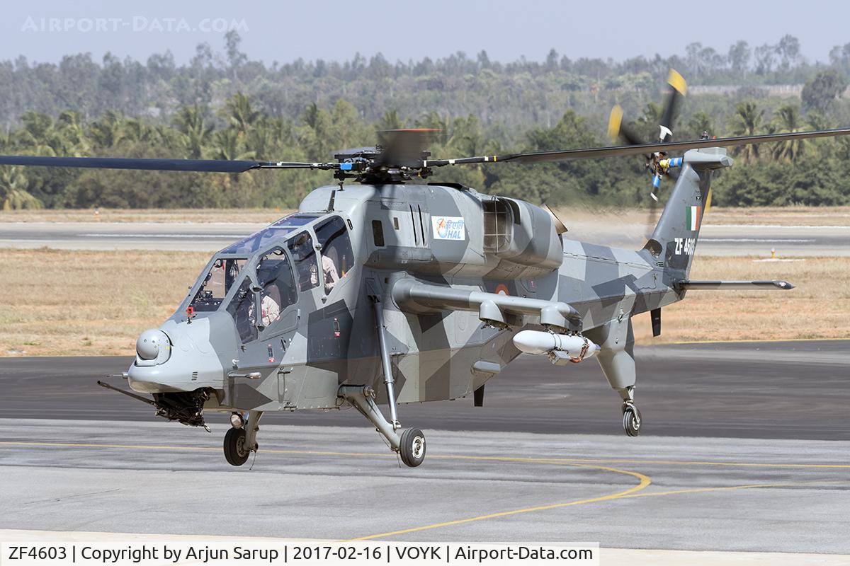 ZF4603, 2014 Hindustan Aeronautics LCH C/N TD-3, Displaying at Aero India 2017.