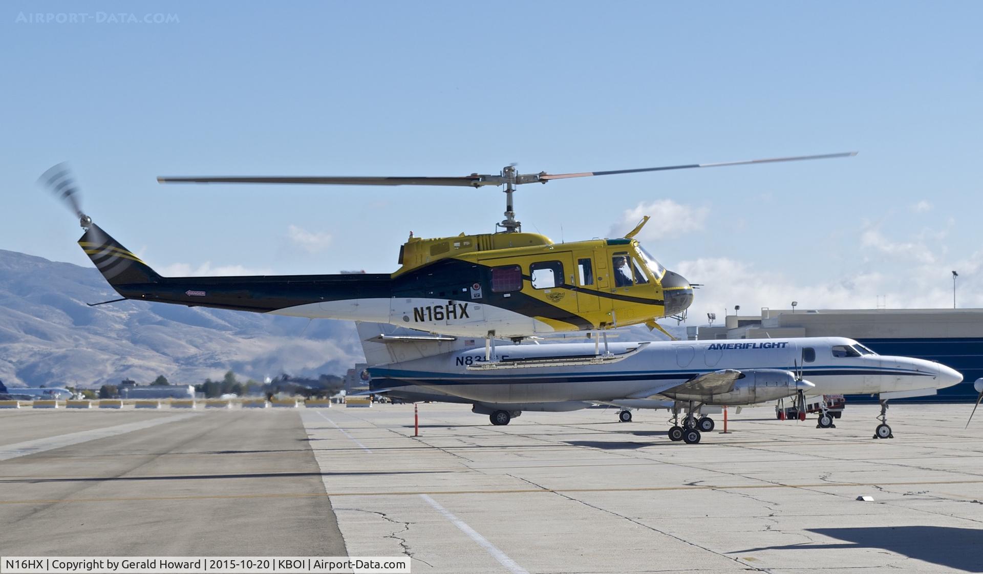 N16HX, 1979 Bell 205A-1 C/N 30293, Landing on the south GA ramp.