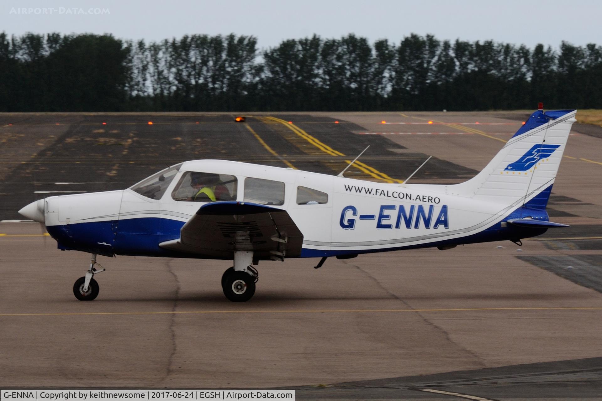 G-ENNA, 1978 Piper PA-28-161 Warrior II C/N 28-7916060, Arriving at Norwich.