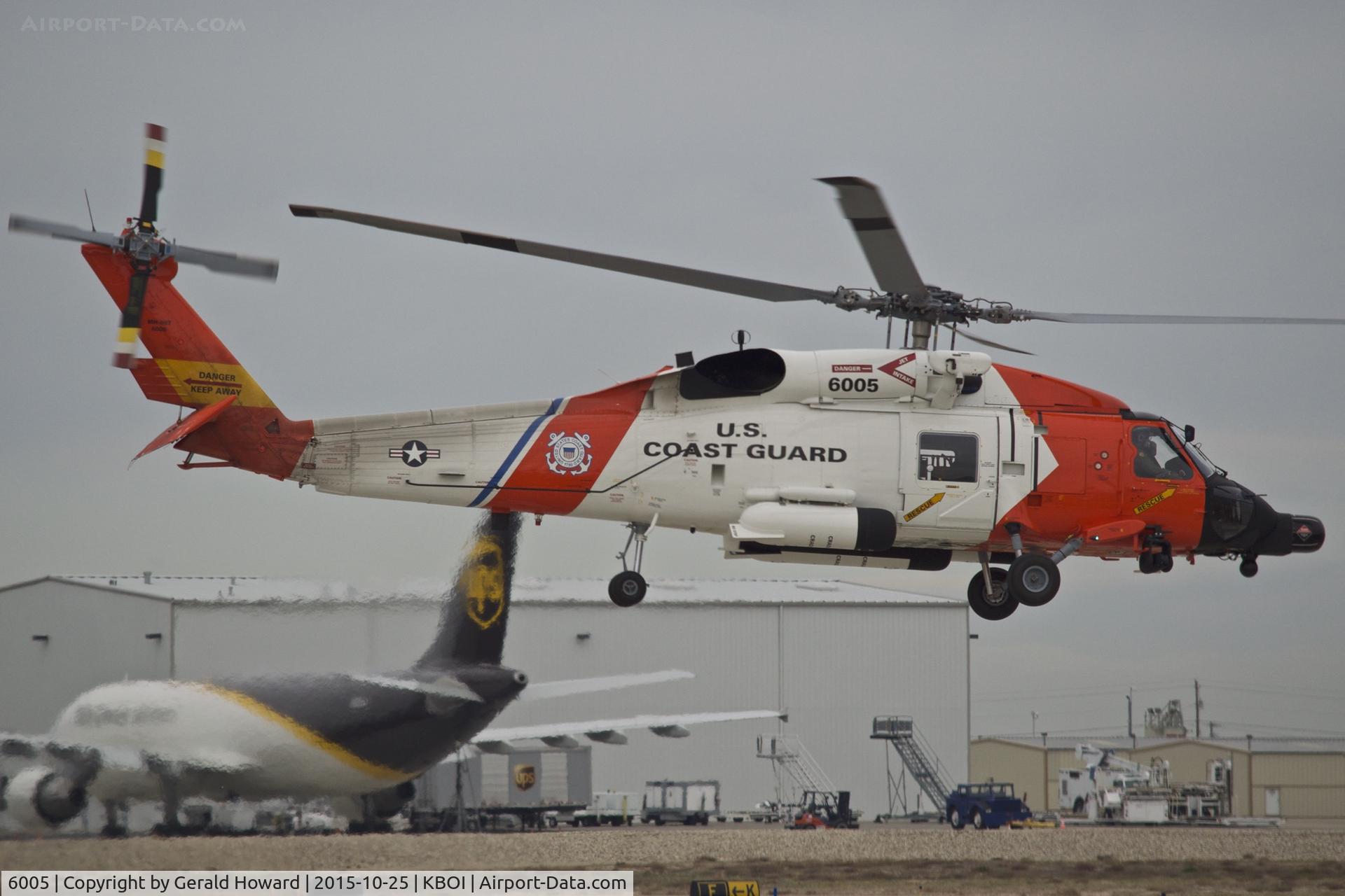 6005, Sikorsky MH-60T Jayhawk C/N 70.0655, Departing BOI.  Assigned Kodiack, Alaska. Old Navy BuNo 163805.
