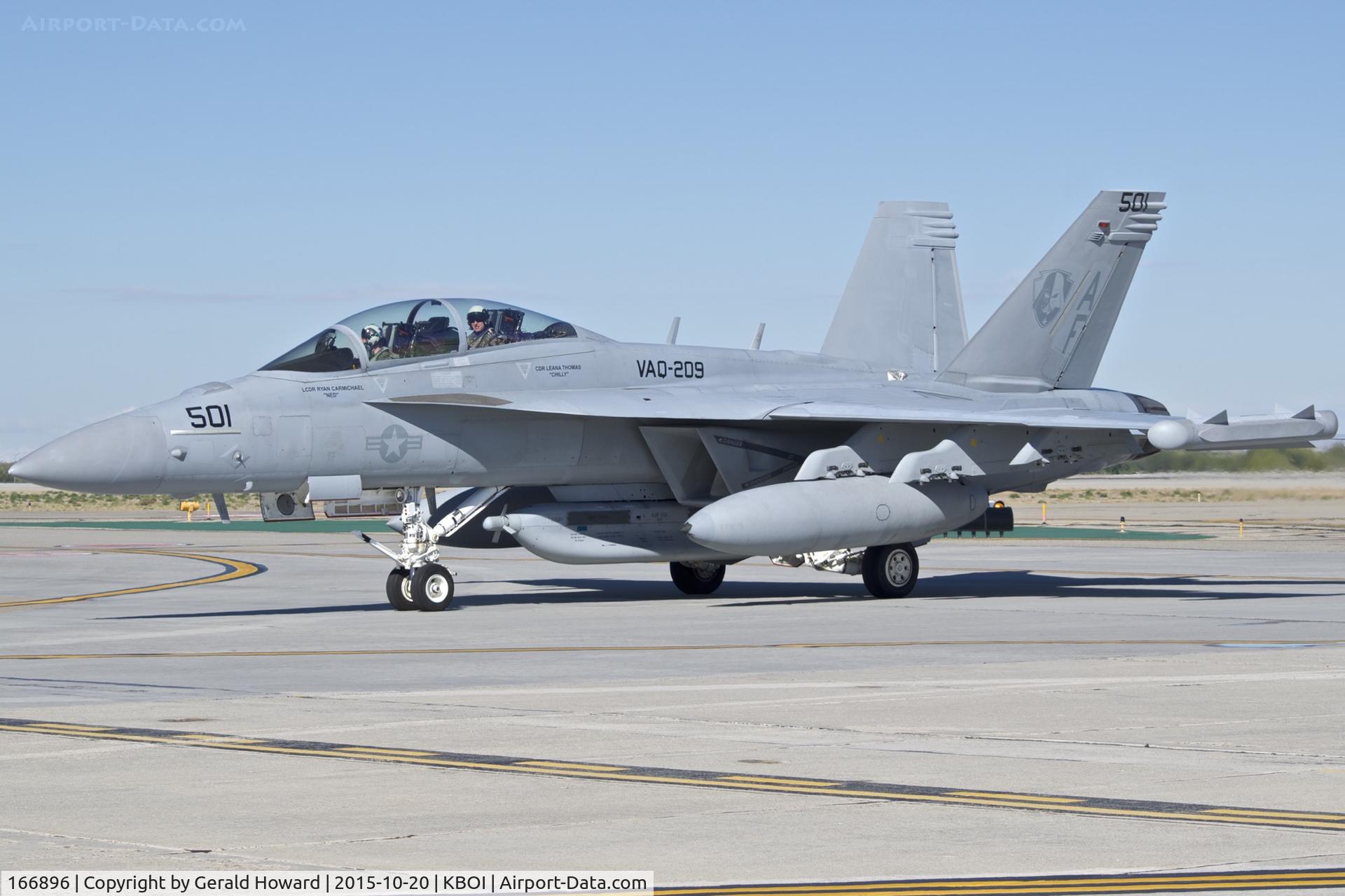 166896, Boeing EA-18G Growler C/N G-8, Turning off RWY 28L. VAQ-129 