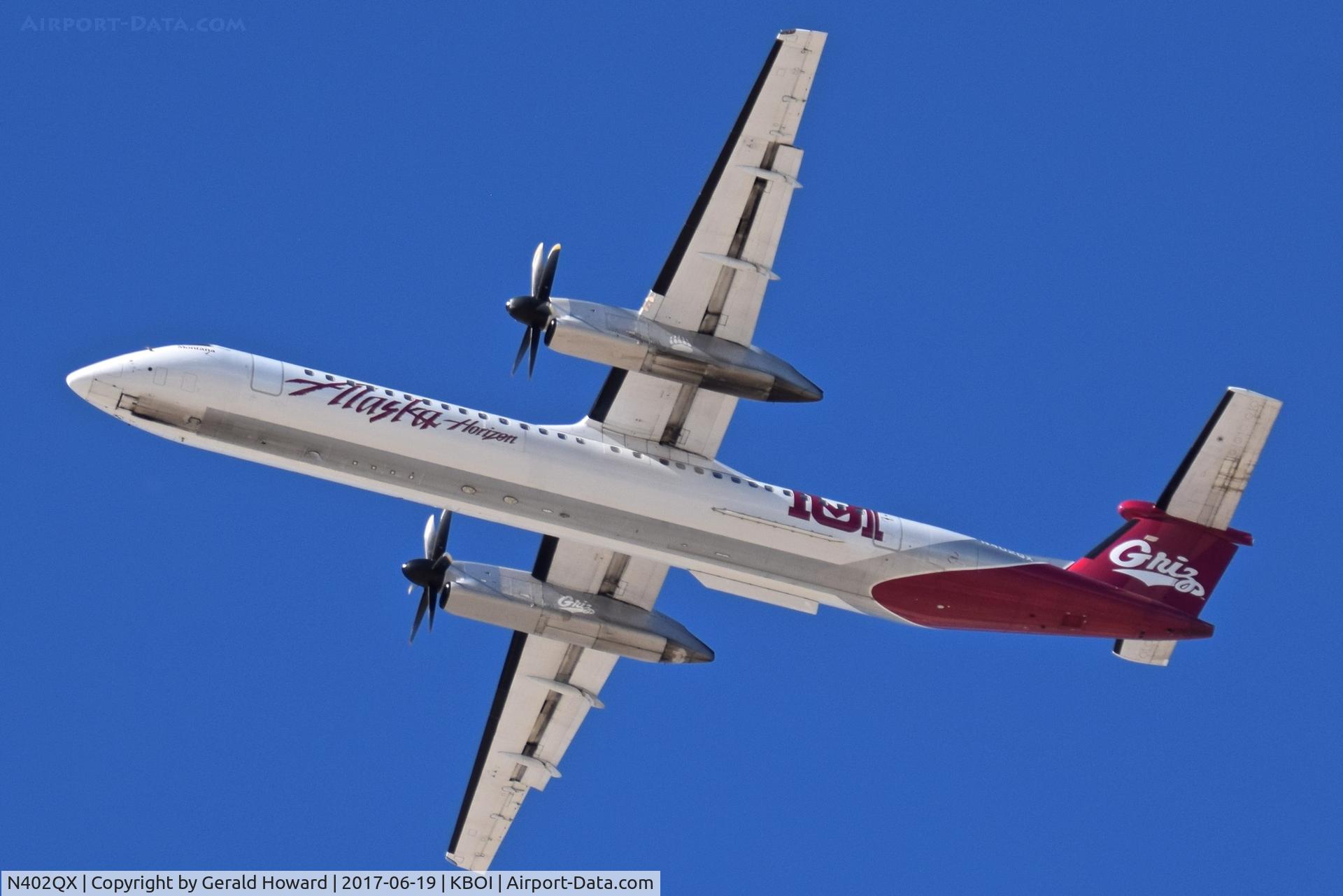 N402QX, 2001 Bombardier DHC-8-402 Dash 8 C/N 4032, Alaska Dash 8 departure from KBOI.