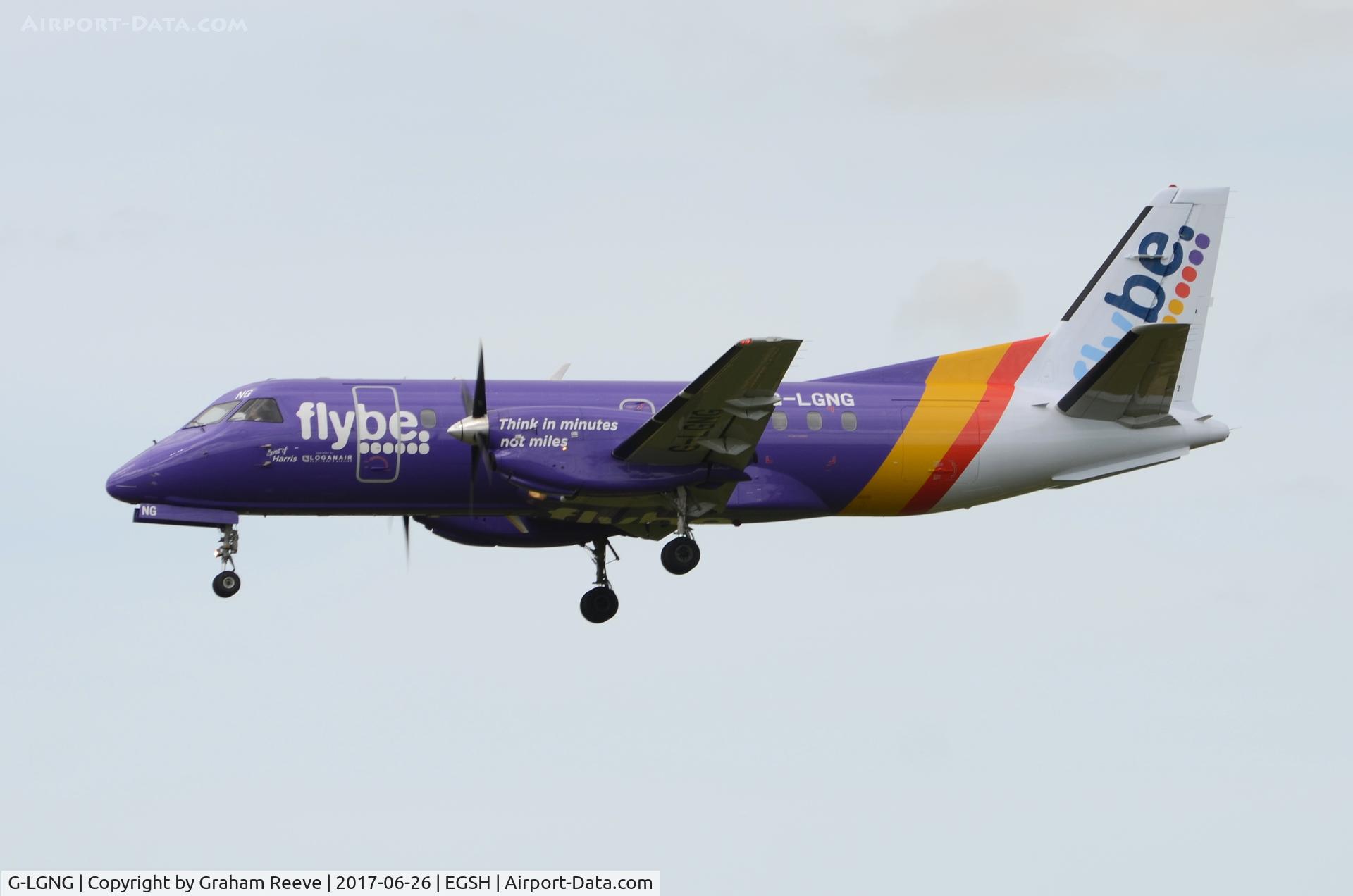 G-LGNG, 1992 Saab SF340B C/N 340B-327, Landing at Norwich.