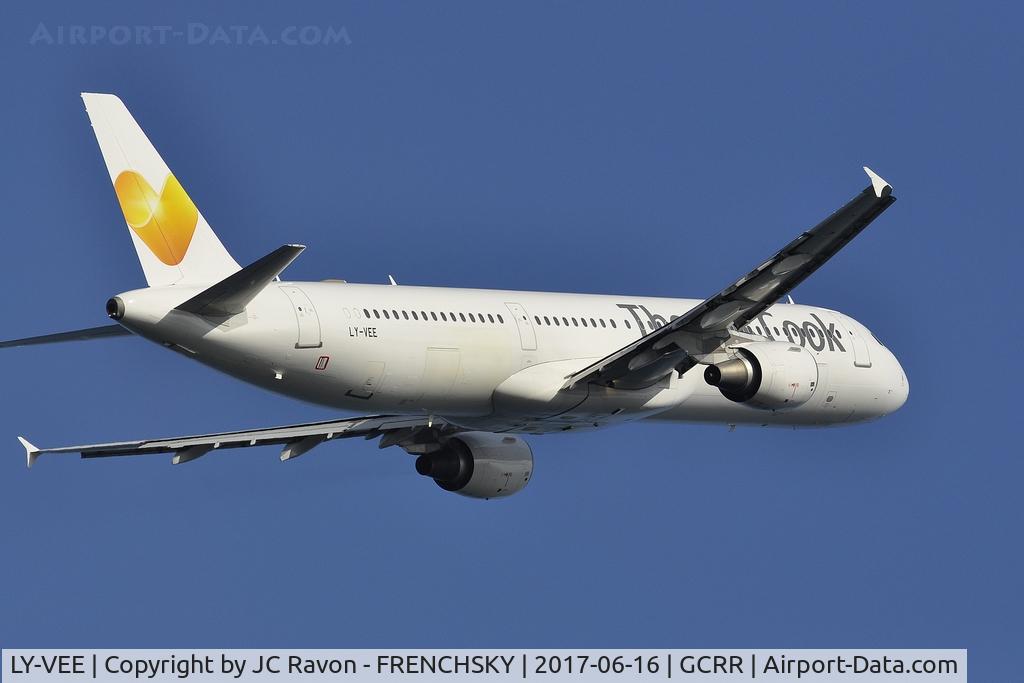 LY-VEE, 1996 Airbus A321-211 C/N 827, Thomas Cook Airlines / AvionExpress DE1451  take off to Stuttgart (STR)