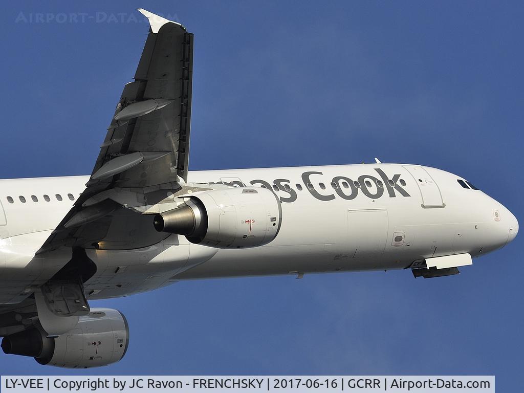 LY-VEE, 1996 Airbus A321-211 C/N 827, Thomas Cook Airlines / AvionExpress DE1451  take off to Stuttgart (STR)