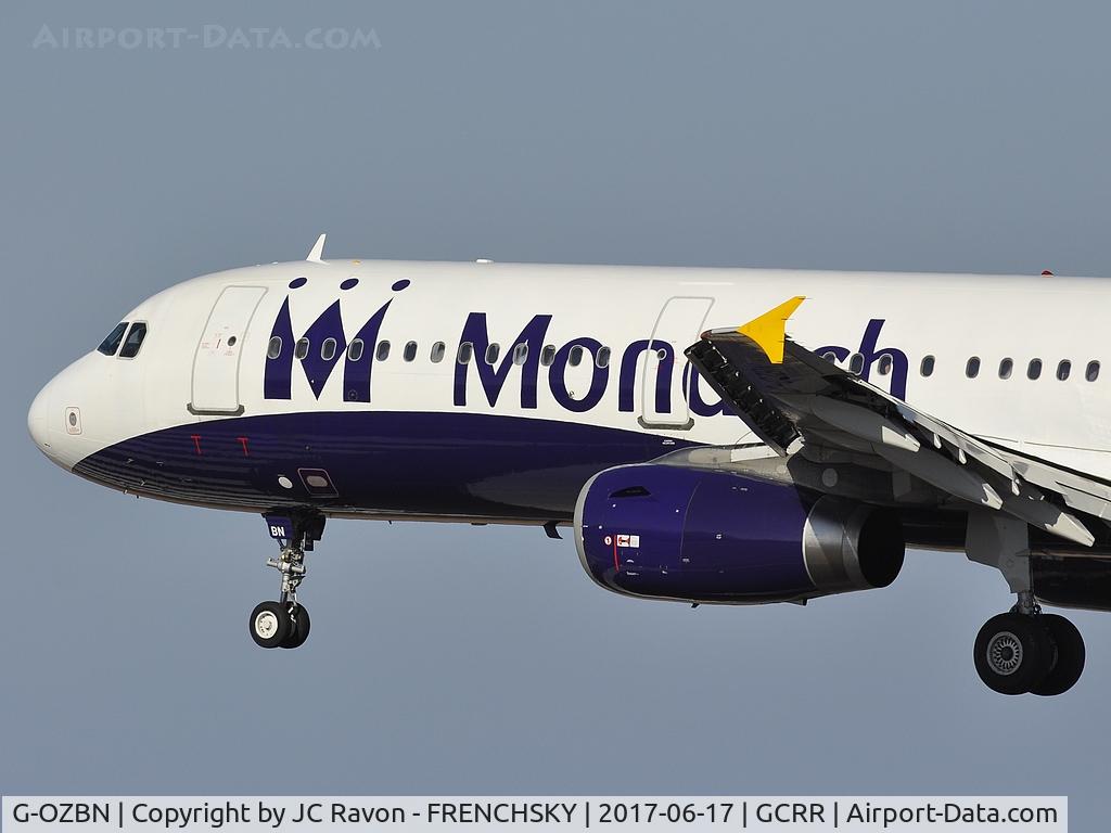 G-OZBN, 1999 Airbus A321-231 C/N 1153, ZB457 Monarch Airlines landing from Birmingham (BHX)