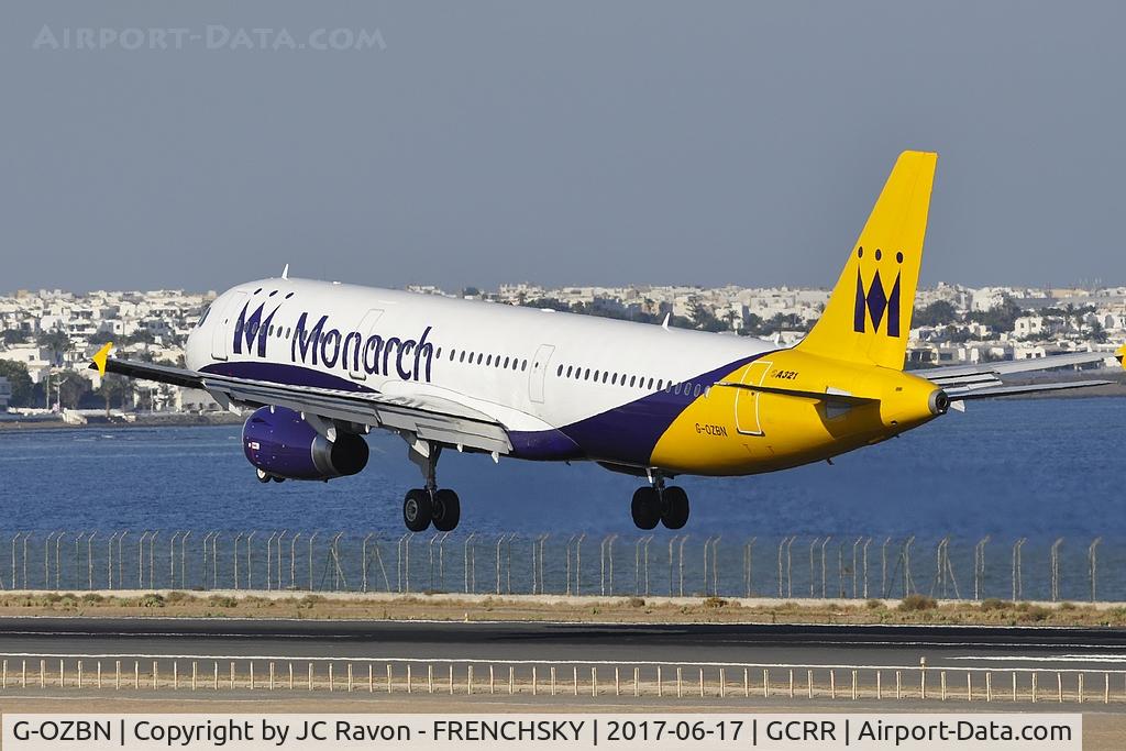 G-OZBN, 1999 Airbus A321-231 C/N 1153, ZB457 Monarch Airlines landing from Birmingham (BHX)