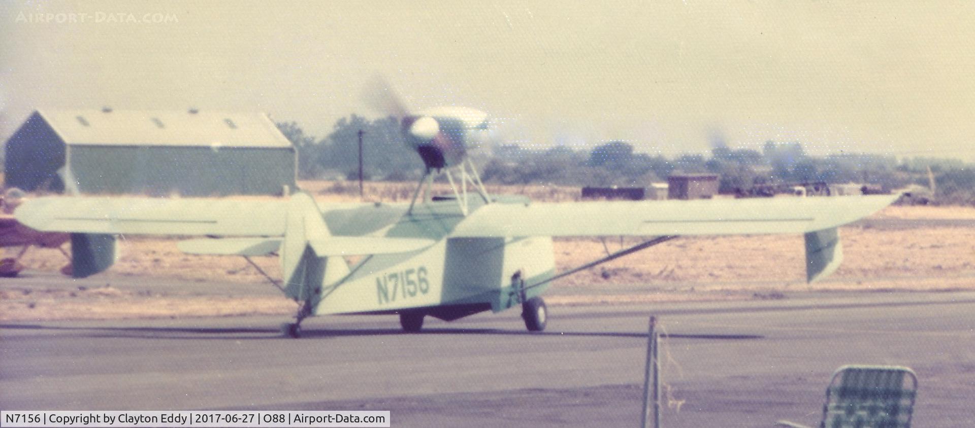 N7156, Volmer VJ-22 Sportsman C/N 634, 1975 old picture and old Rio Vista Airport  in California.