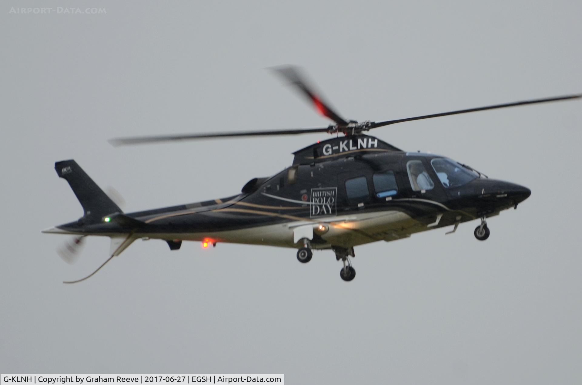G-KLNH, 2016 AgustaWestland AW-109SP Grand New C/N 22364, Landing at Norwich in heavy rain with new 