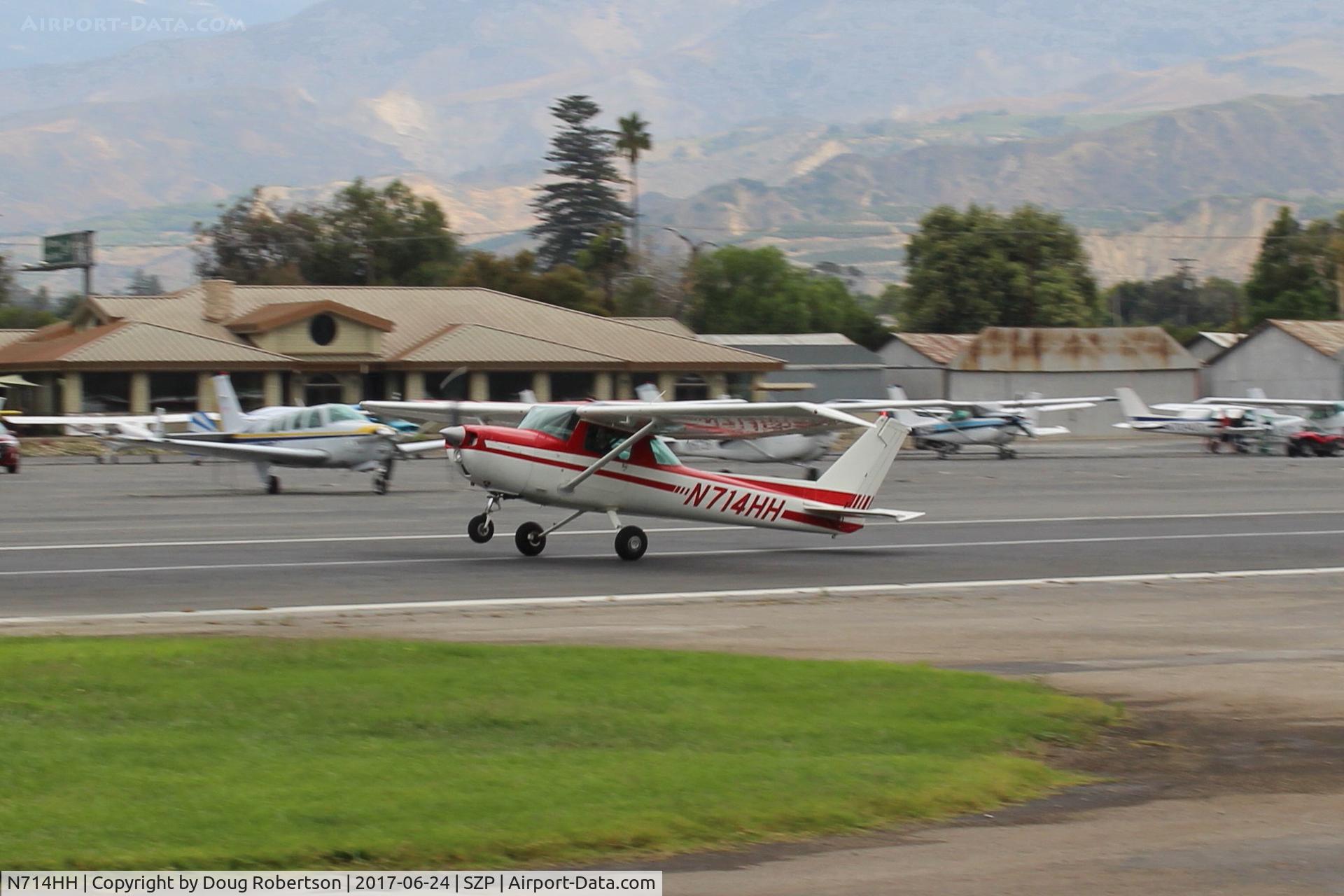 N714HH, 1977 Cessna 150M C/N 15079185, 1977 Cessna 150M, Continental O-200 100 Hp, takeoff Rwy 22