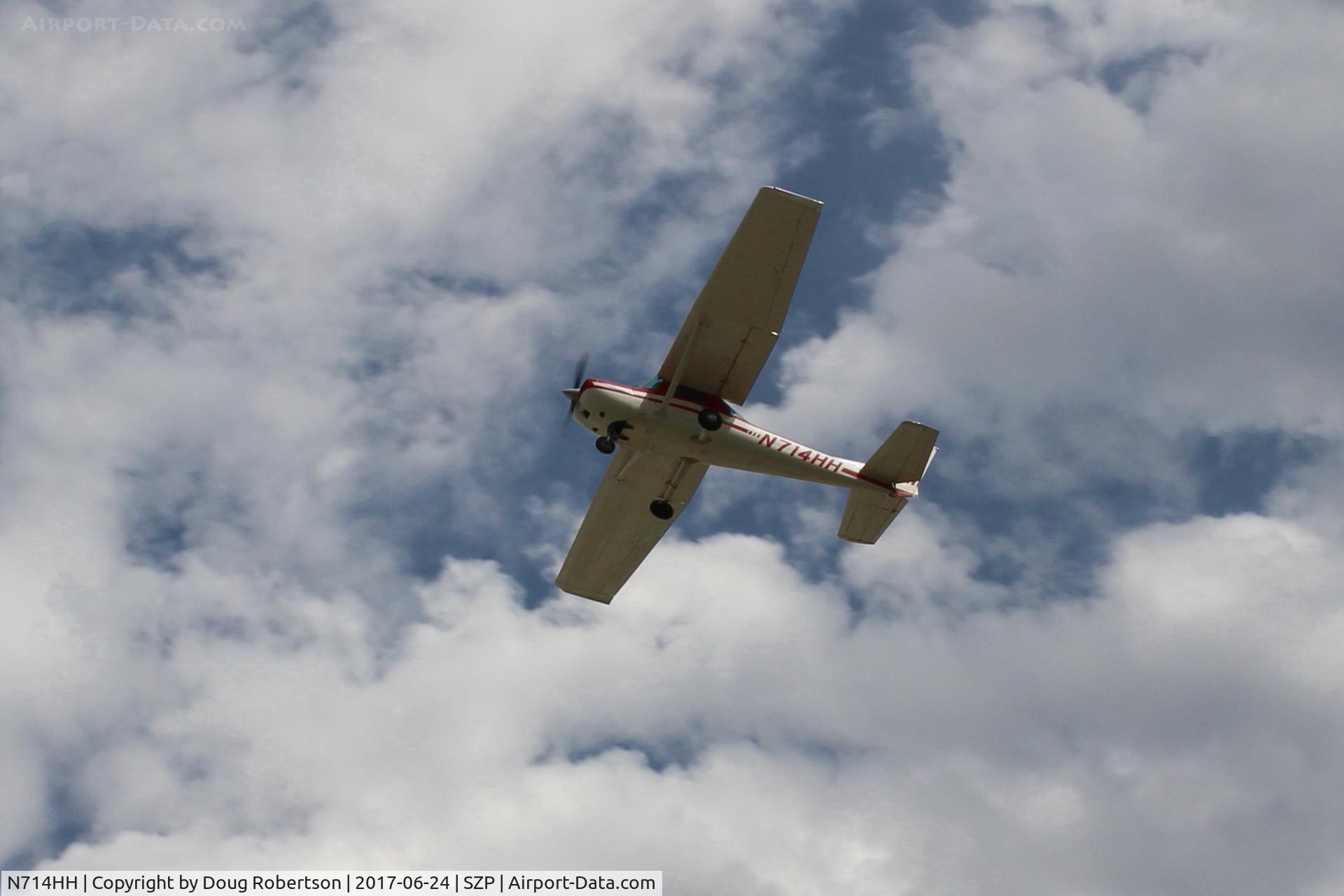 N714HH, 1977 Cessna 150M C/N 15079185, 1977 Cessna 150, Continental O-200 100 Hp, another takeoff climb Rwy 22