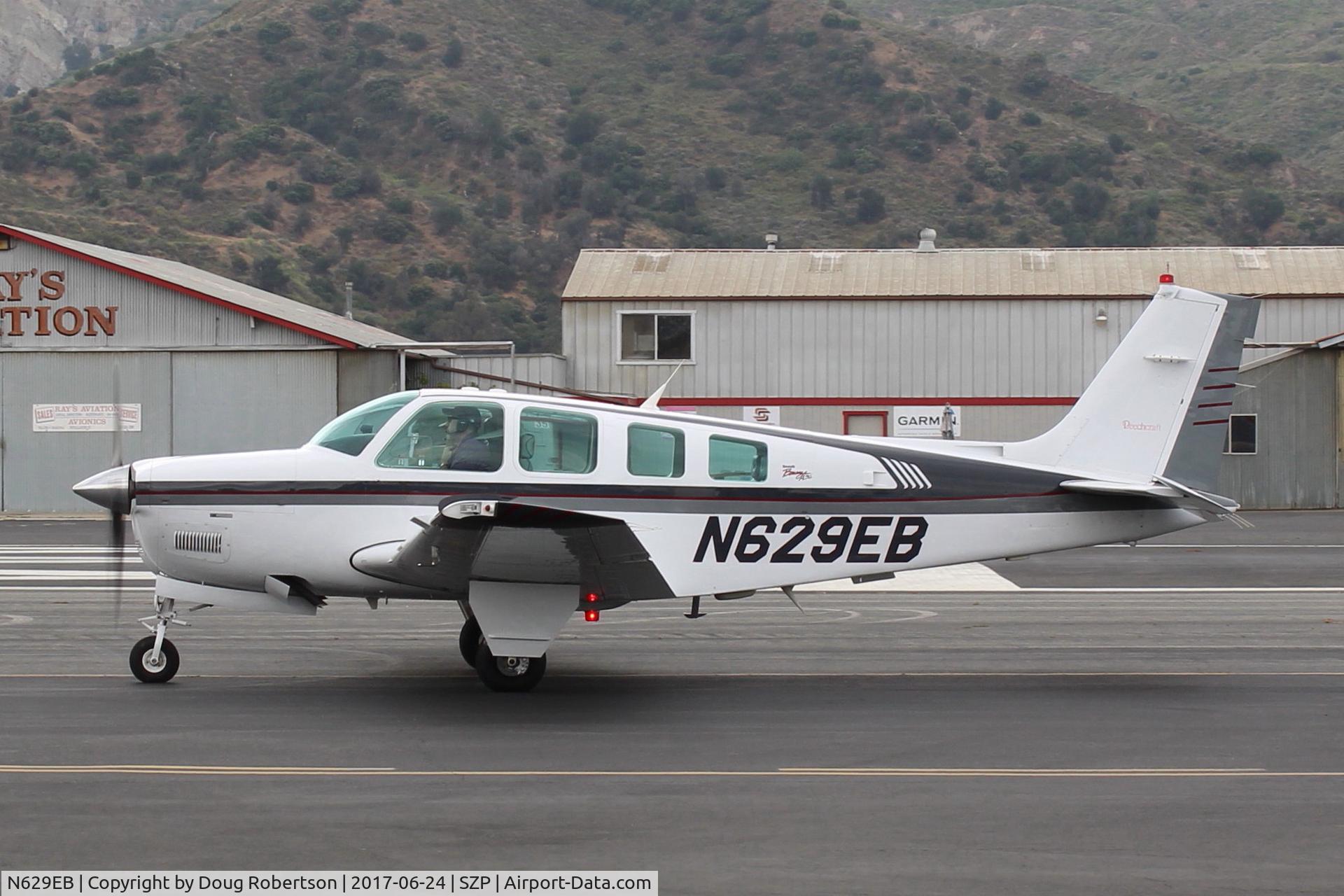 N629EB, 1997 Raytheon Aircraft Company A36 Bonanza C/N E-3085, 1997 Raytheon Beech A36 BONANZA, Continental I0-550-B 300 Hp for takeoff and continuous, six seats, holding short Rwy 22