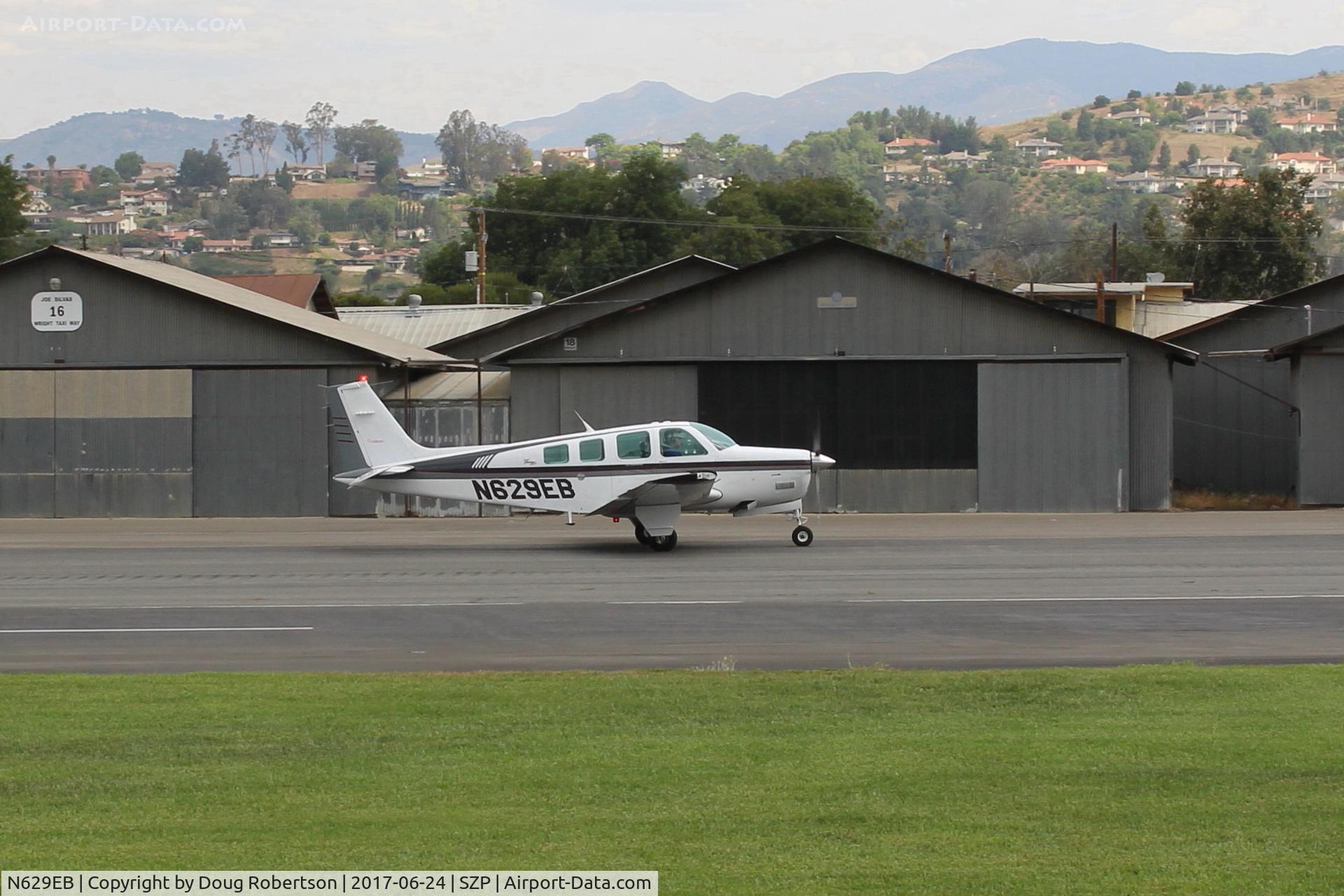 N629EB, 1997 Raytheon Aircraft Company A36 Bonanza C/N E-3085, 1997 Raytheon Beech A36 BONANZA, Continental IO-550-B 300 Hp, taxi back