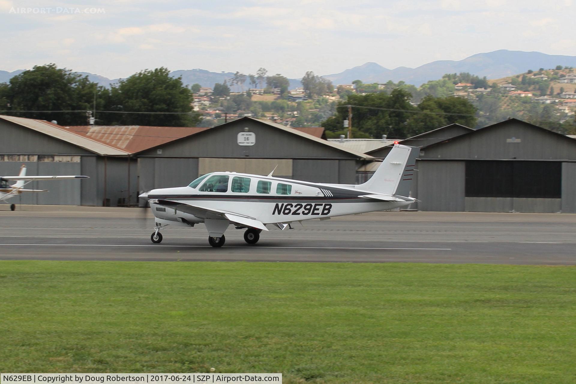 N629EB, 1997 Raytheon Aircraft Company A36 Bonanza C/N E-3085, 1997 Raytheon Beech A36 BONANZA, Continental IO-550-B 300 Hp, landing roll Rwy 22