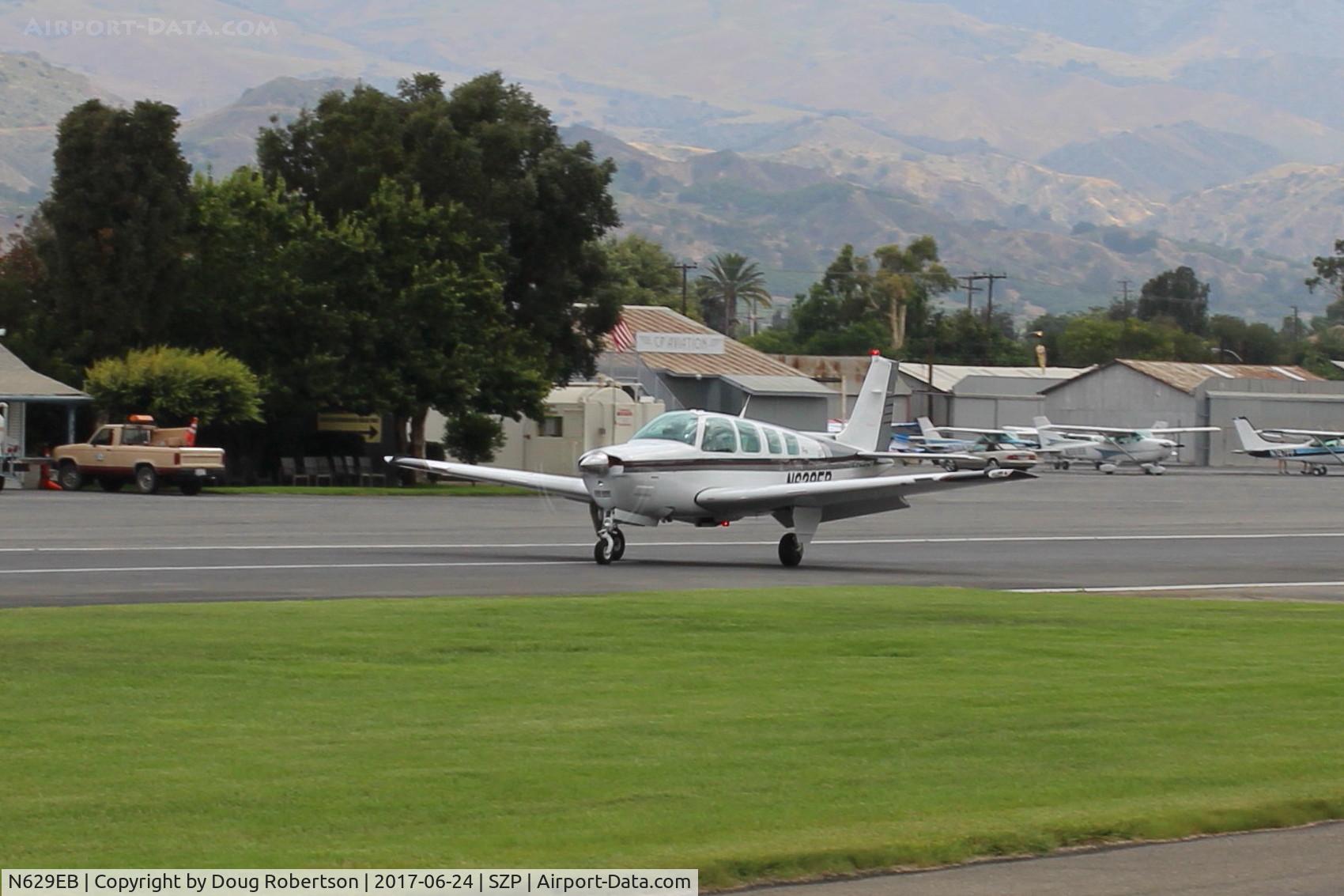 N629EB, 1997 Raytheon Aircraft Company A36 Bonanza C/N E-3085, 1997 Raytheon Beech A36 BONANZA, Continental IO-550-B 300 Hp for takeoff and continuous, six seats, landing roll Rwy 22