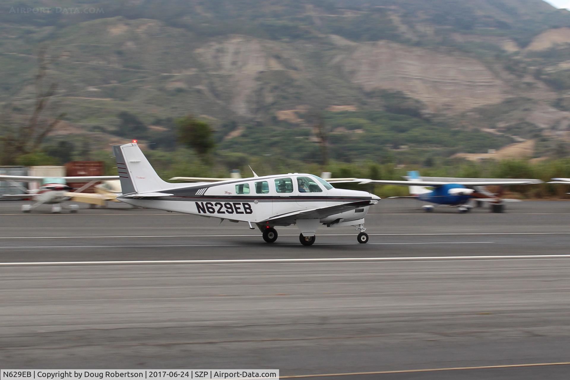 N629EB, 1997 Raytheon Aircraft Company A36 Bonanza C/N E-3085, 1997 Raytheon Beech A36 BONANZA, Continental IO-550-B 300 Hp, takeoff roll Rwy 22