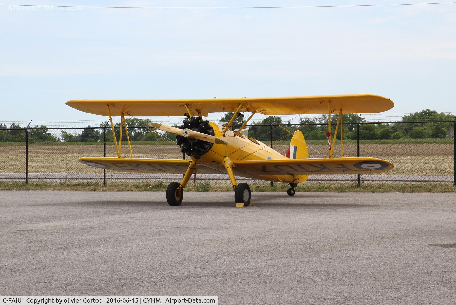 C-FAIU, Boeing PT-17 Kaydet (A75N1) C/N 75-2180, waiting for clients