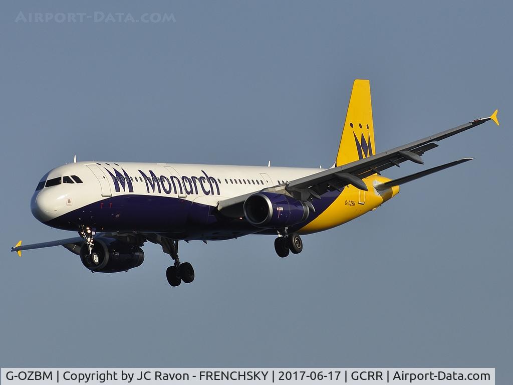 G-OZBM, 1999 Airbus A321-231 C/N 1045, Monarch Airlines landing runway 03 from London (LGW)