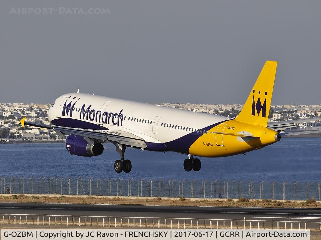 G-OZBM, 1999 Airbus A321-231 C/N 1045, Monarch Airlines landing runway 03 from London (LGW)