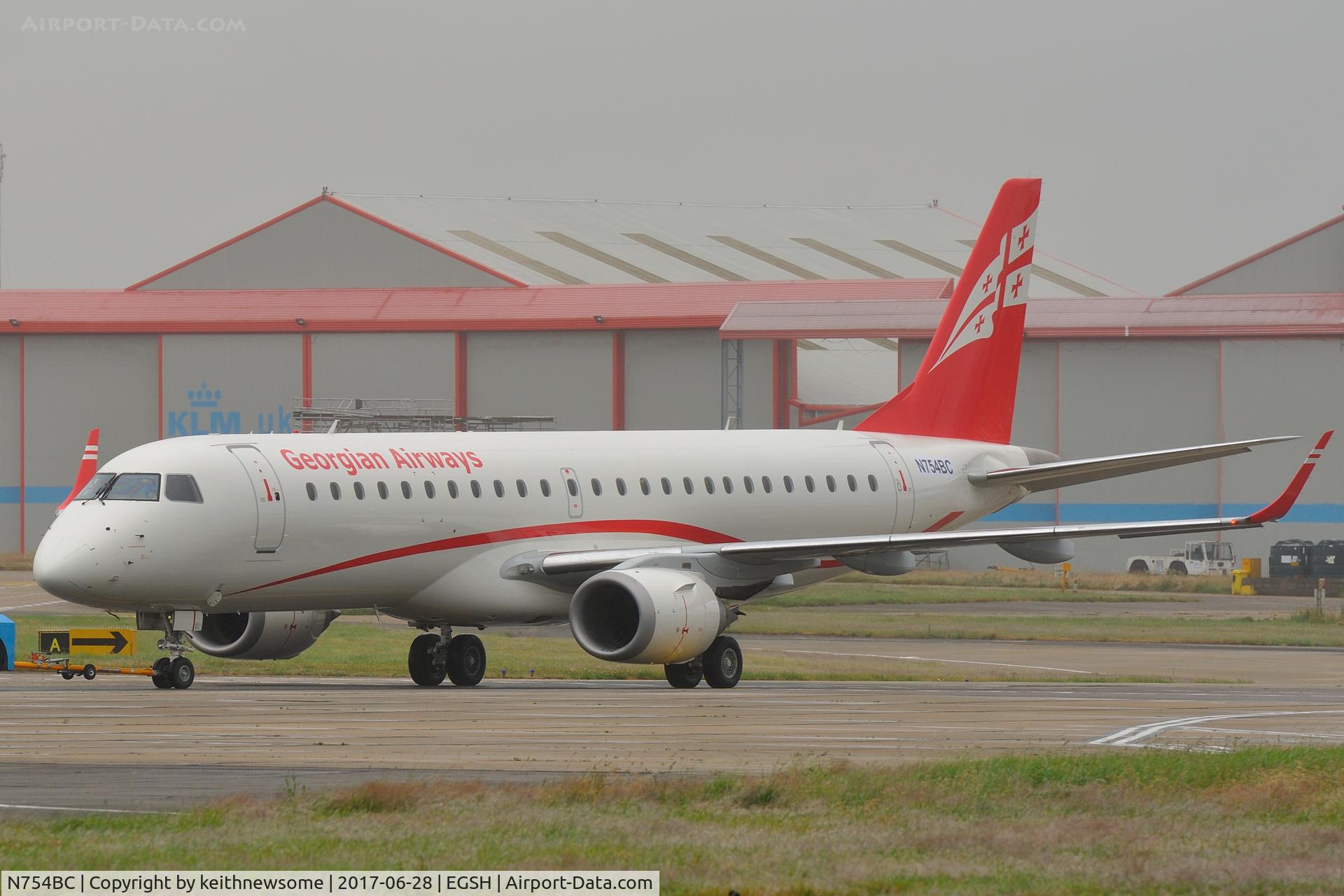 N754BC, 2007 Embraer 190AR (ERJ-190-100IGW) C/N 19000083, In Georgian Airways colour scheme.